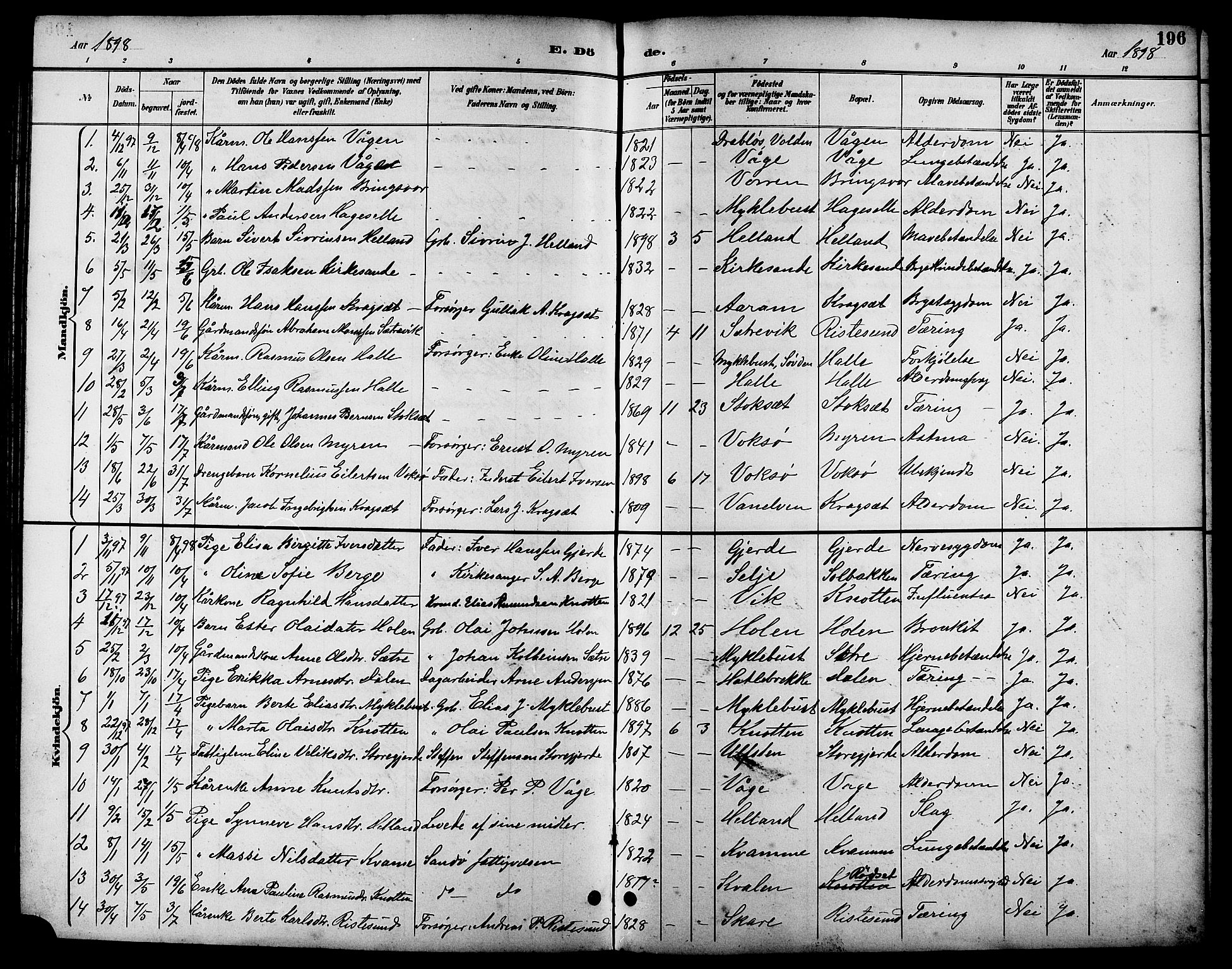 Ministerialprotokoller, klokkerbøker og fødselsregistre - Møre og Romsdal, AV/SAT-A-1454/503/L0049: Klokkerbok nr. 503C04, 1894-1915, s. 196