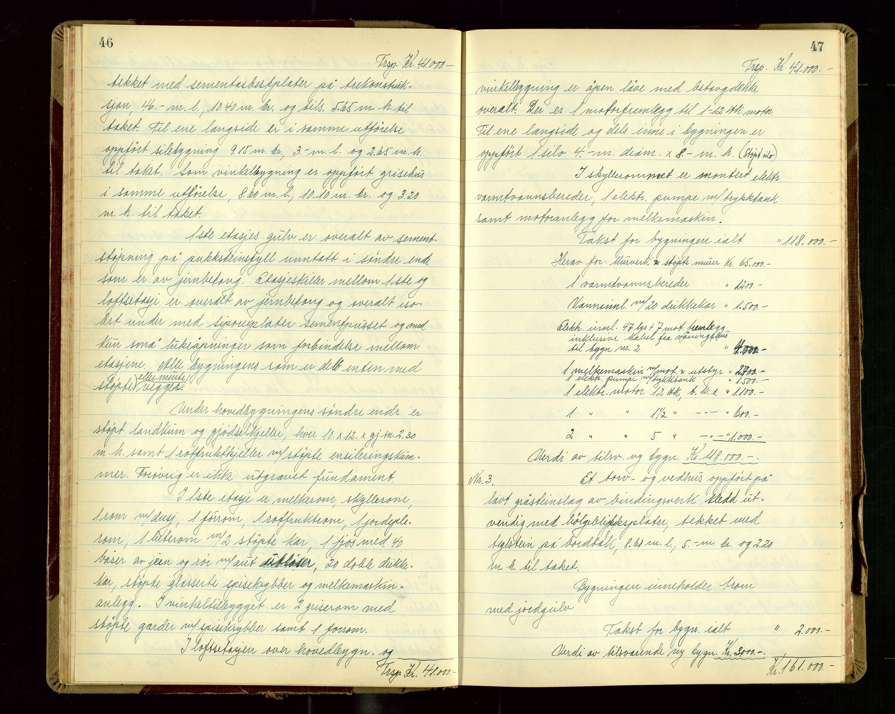 Eigersund lensmannskontor, AV/SAST-A-100171/Goa/L0013: "Branntakstprotokoll", 1954-1955, s. 46-47