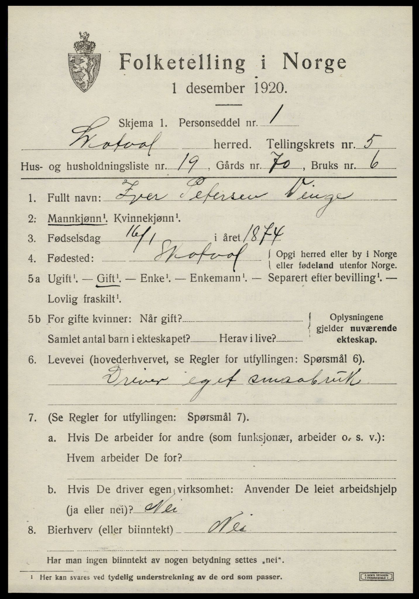 SAT, Folketelling 1920 for 1715 Skatval herred, 1920, s. 3707