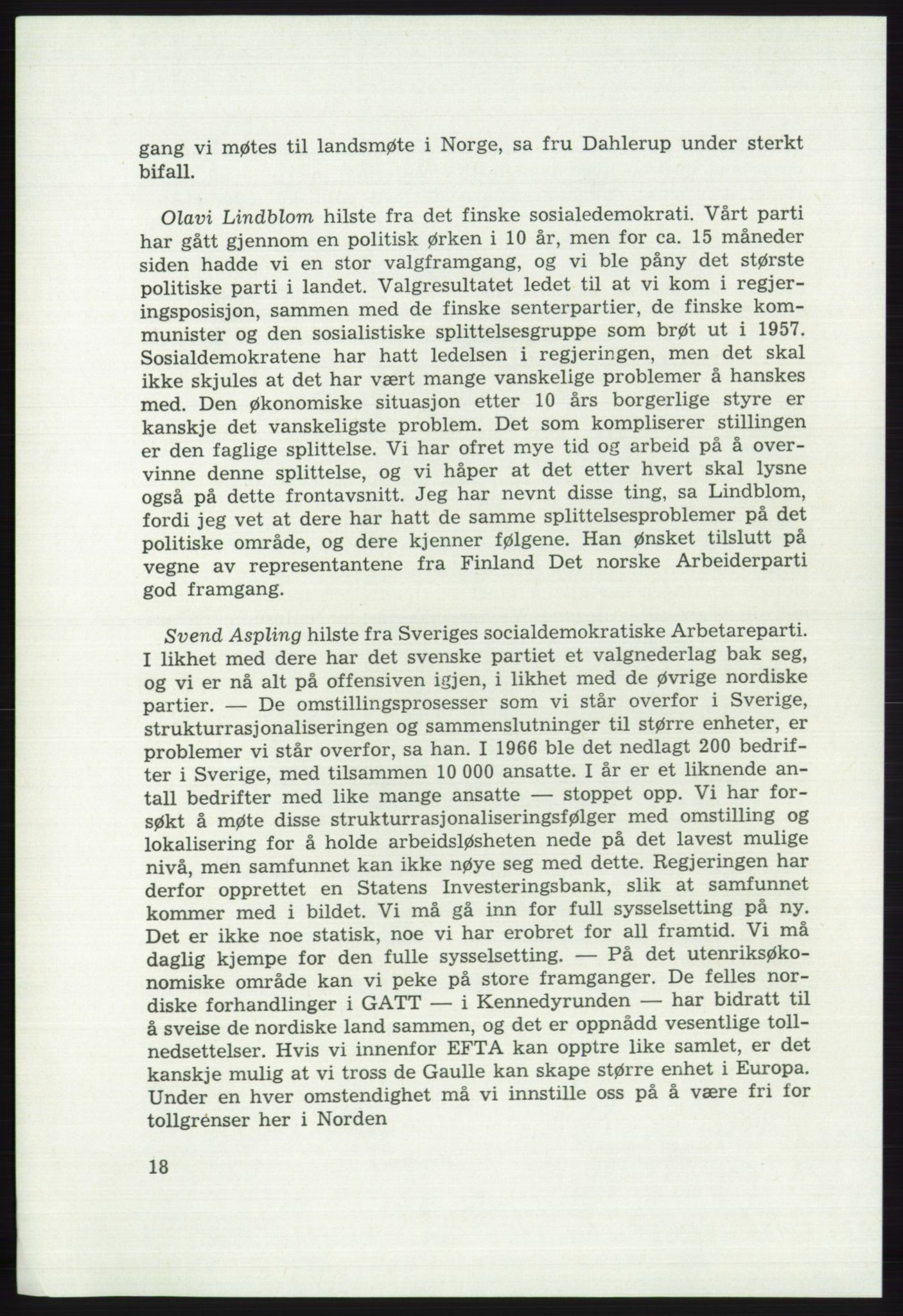 Det norske Arbeiderparti - publikasjoner, AAB/-/-/-: Protokoll over forhandlingene på det 41. ordinære landsmøte 21.-23. mai 1967 i Oslo, 1967, s. 18