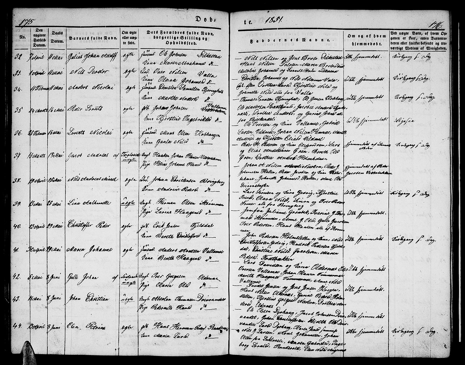 Ministerialprotokoller, klokkerbøker og fødselsregistre - Nordland, AV/SAT-A-1459/825/L0364: Klokkerbok nr. 825C01, 1841-1863, s. 175-176