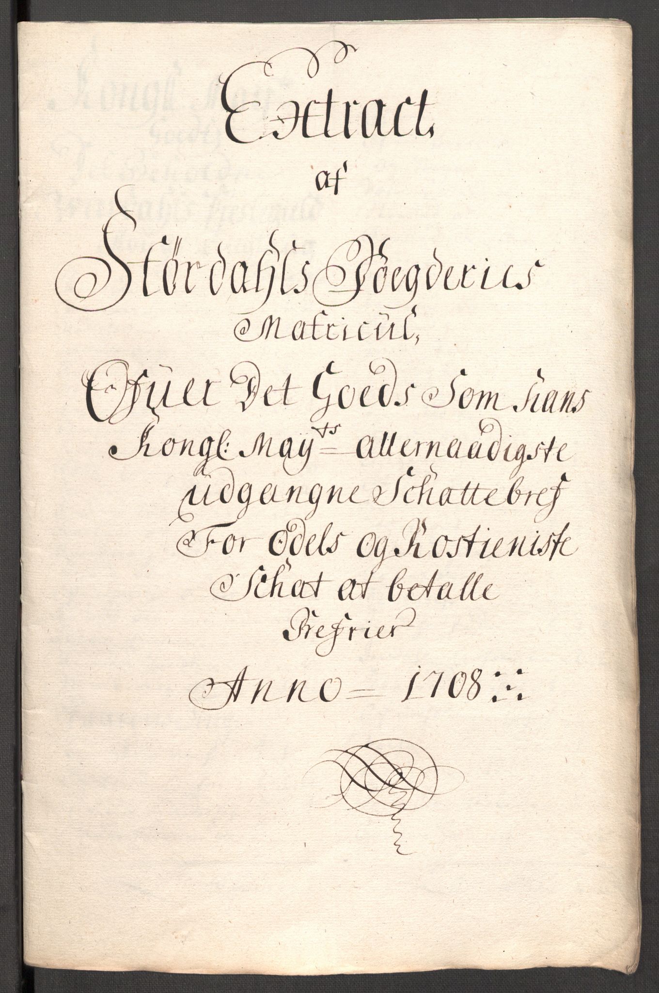 Rentekammeret inntil 1814, Reviderte regnskaper, Fogderegnskap, RA/EA-4092/R62/L4198: Fogderegnskap Stjørdal og Verdal, 1708, s. 253