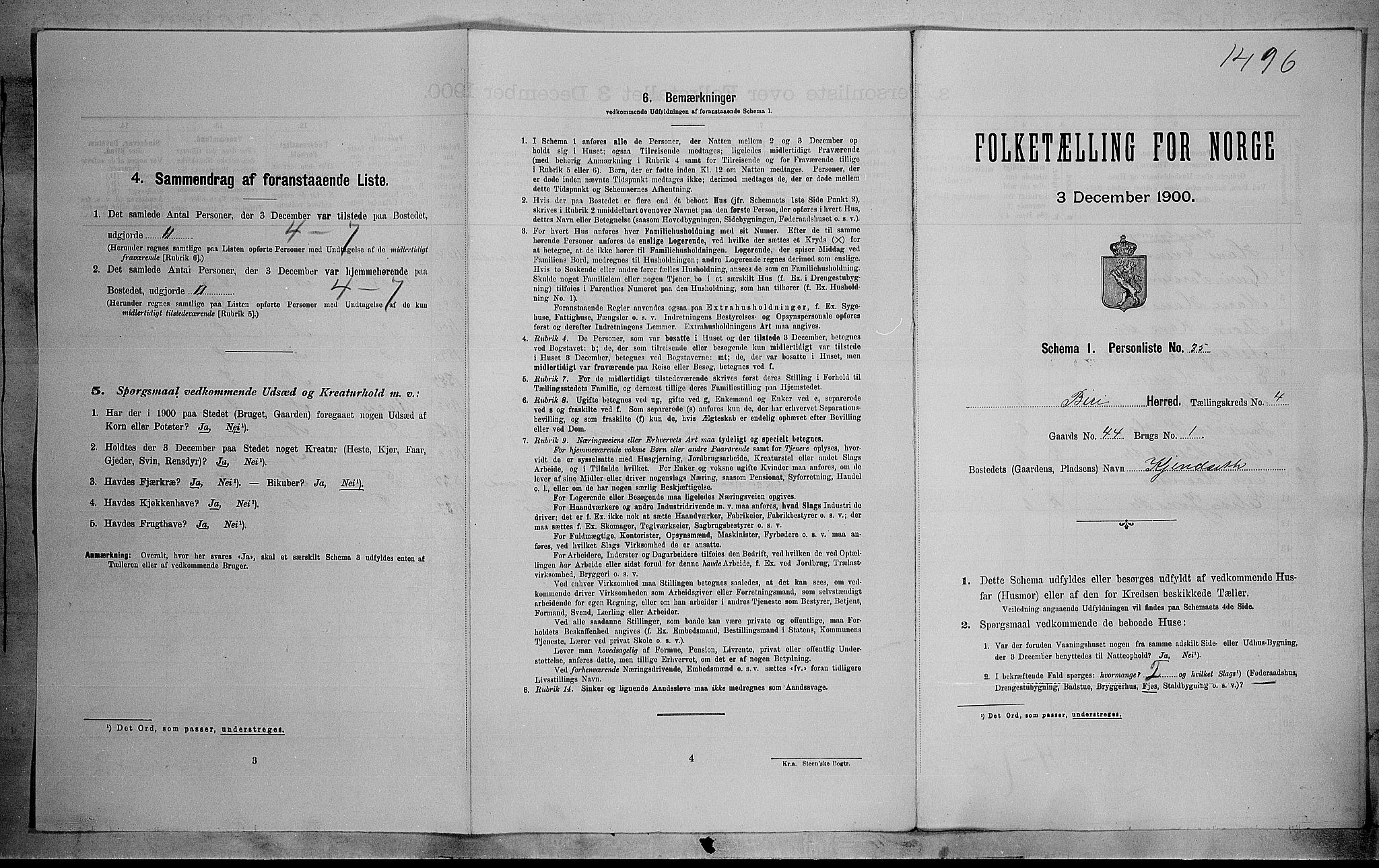 SAH, Folketelling 1900 for 0525 Biri herred, 1900, s. 588