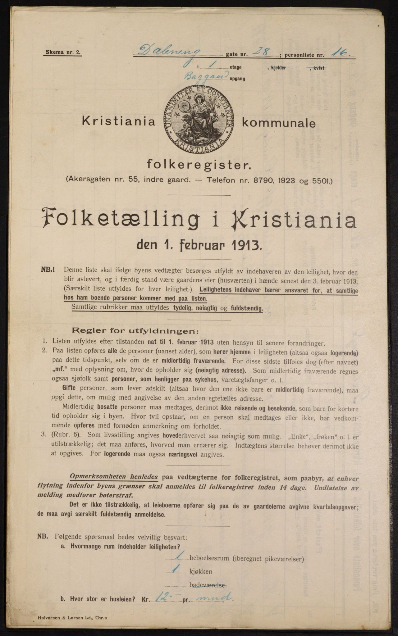 OBA, Kommunal folketelling 1.2.1913 for Kristiania, 1913, s. 17630