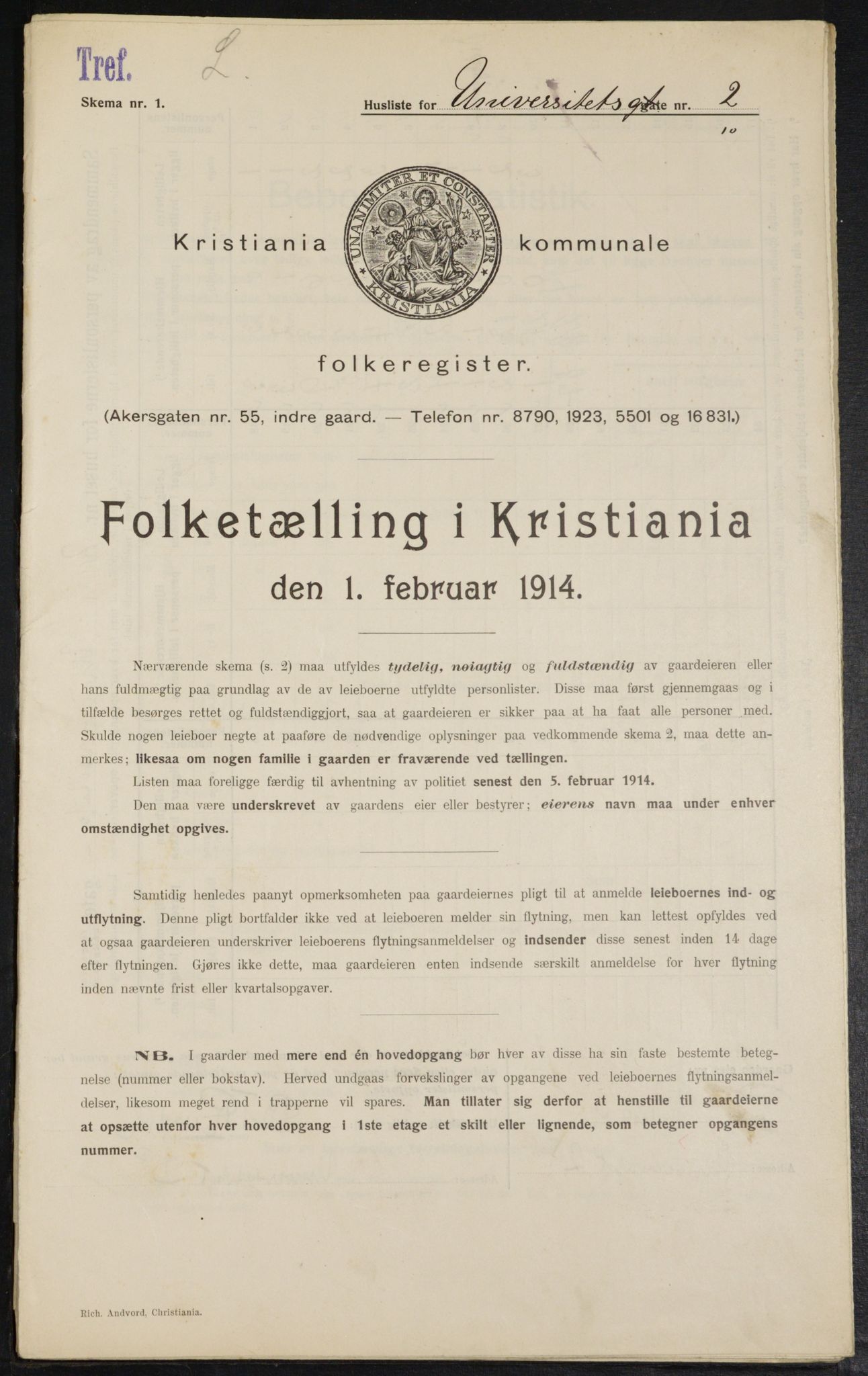 OBA, Kommunal folketelling 1.2.1914 for Kristiania, 1914, s. 120964