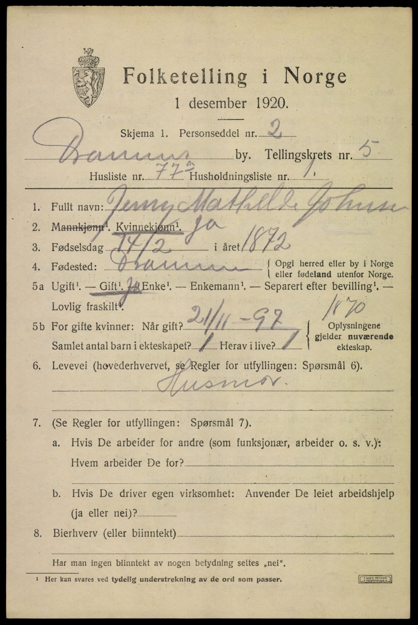 SAKO, Folketelling 1920 for 0602 Drammen kjøpstad, 1920, s. 37817