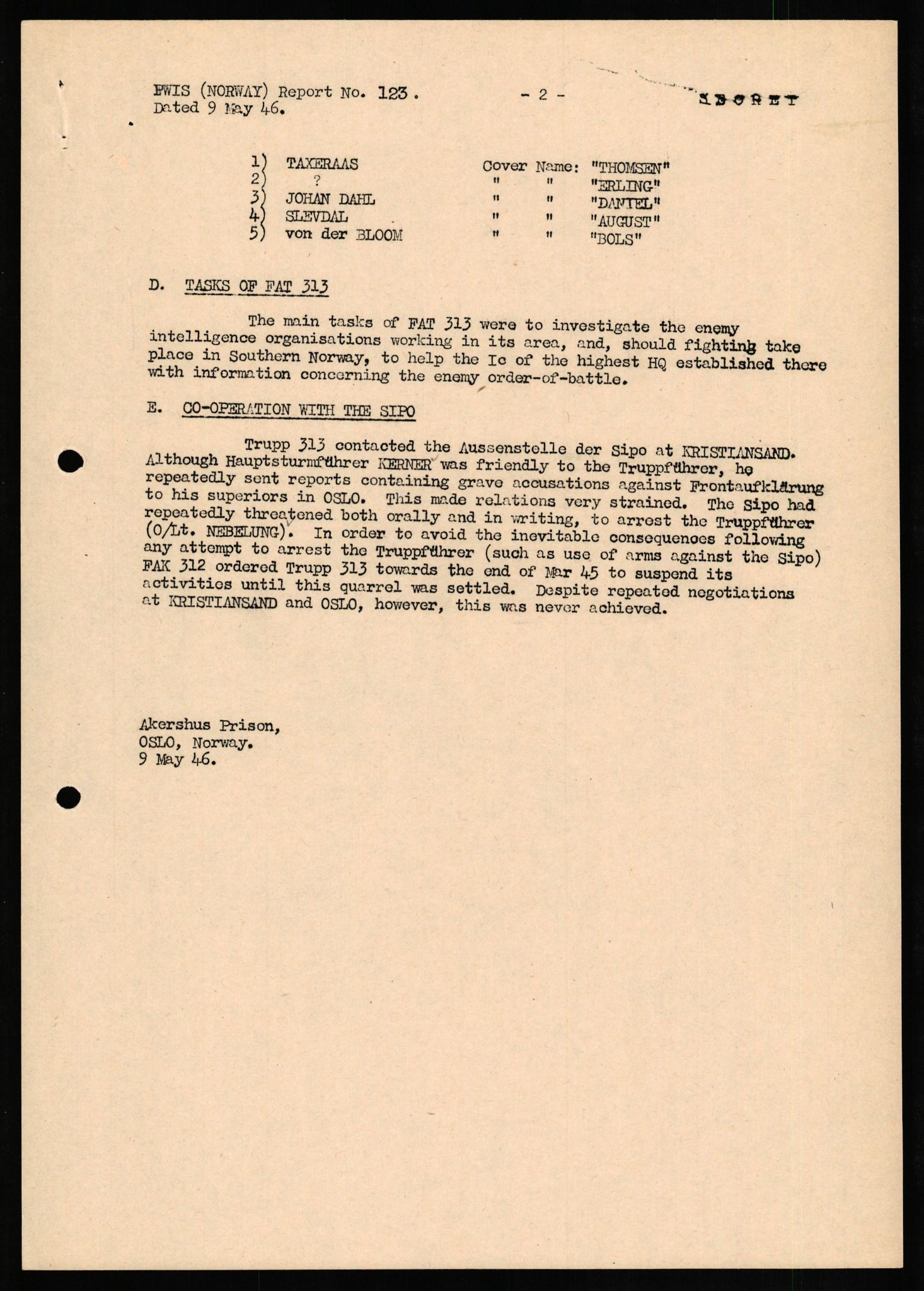 Forsvaret, Forsvarets overkommando II, RA/RAFA-3915/D/Db/L0023: CI Questionaires. Tyske okkupasjonsstyrker i Norge. Tyskere., 1945-1946, s. 491