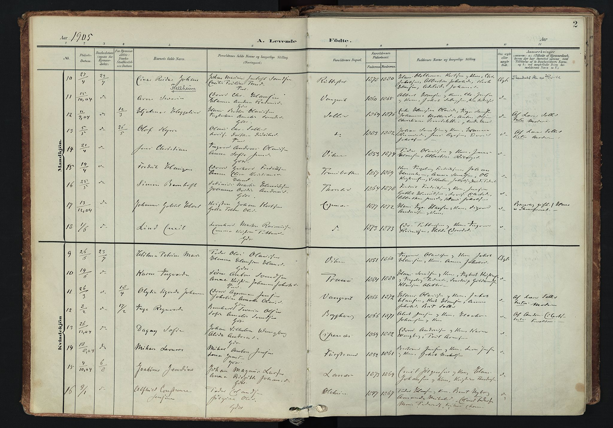 Tranøy sokneprestkontor, AV/SATØ-S-1313/I/Ia/Iaa/L0014kirke: Ministerialbok nr. 14, 1905-1919, s. 2
