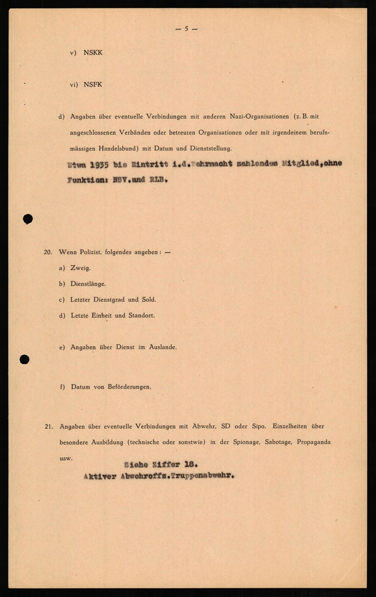 Forsvaret, Forsvarets overkommando II, AV/RA-RAFA-3915/D/Db/L0009: CI Questionaires. Tyske okkupasjonsstyrker i Norge. Tyskere., 1945-1946, s. 332