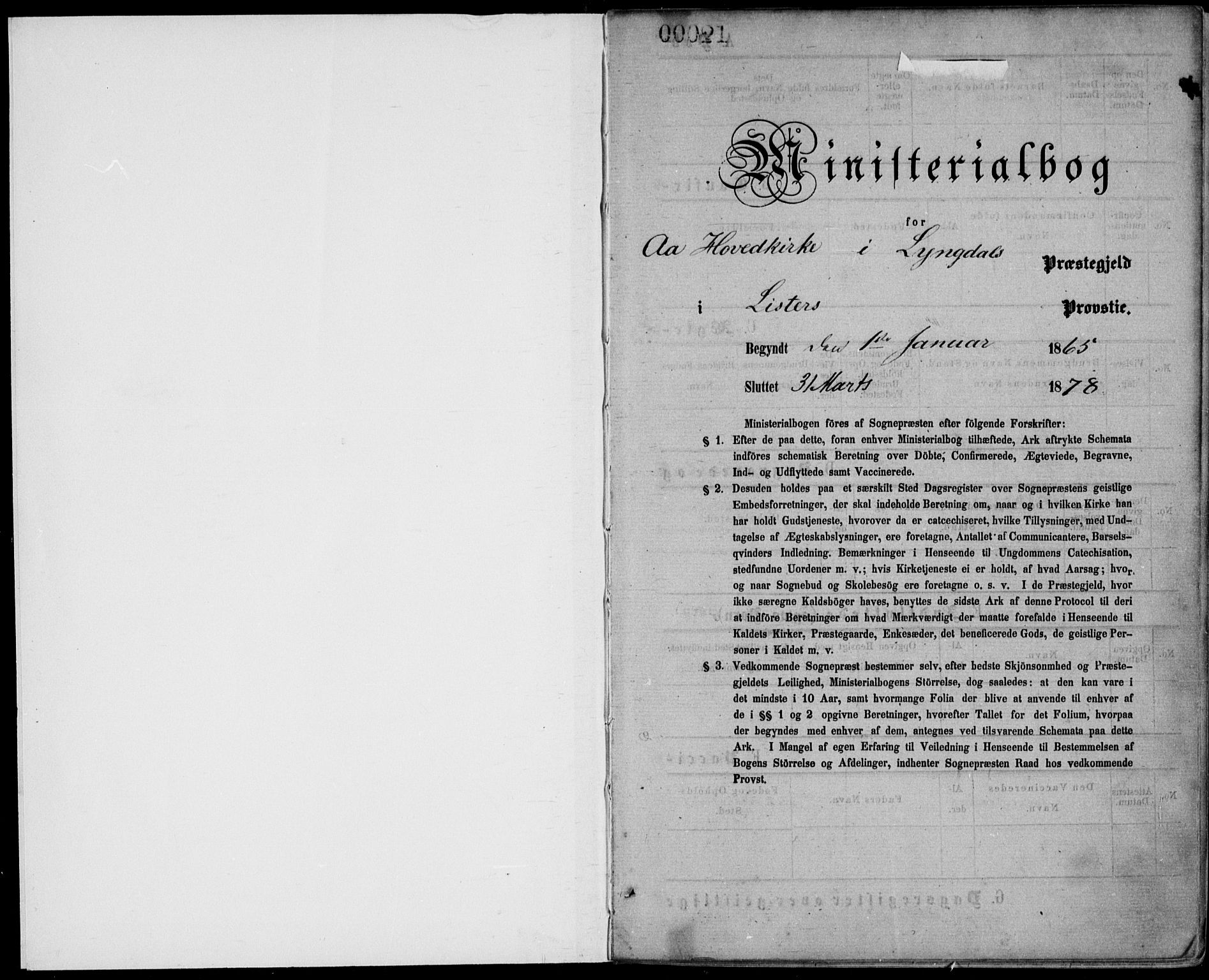 Lyngdal sokneprestkontor, SAK/1111-0029/F/Fa/Fac/L0010: Ministerialbok nr. A 10, 1865-1878