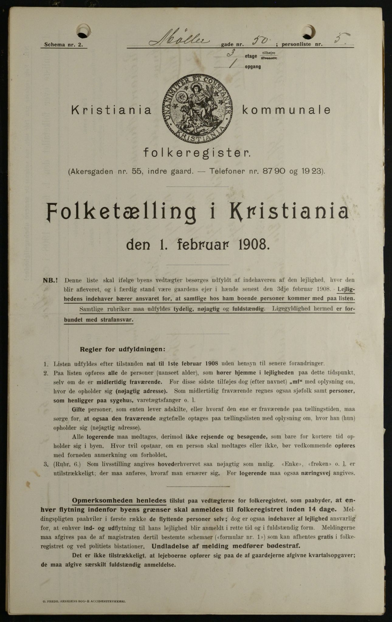 OBA, Kommunal folketelling 1.2.1908 for Kristiania kjøpstad, 1908, s. 61819