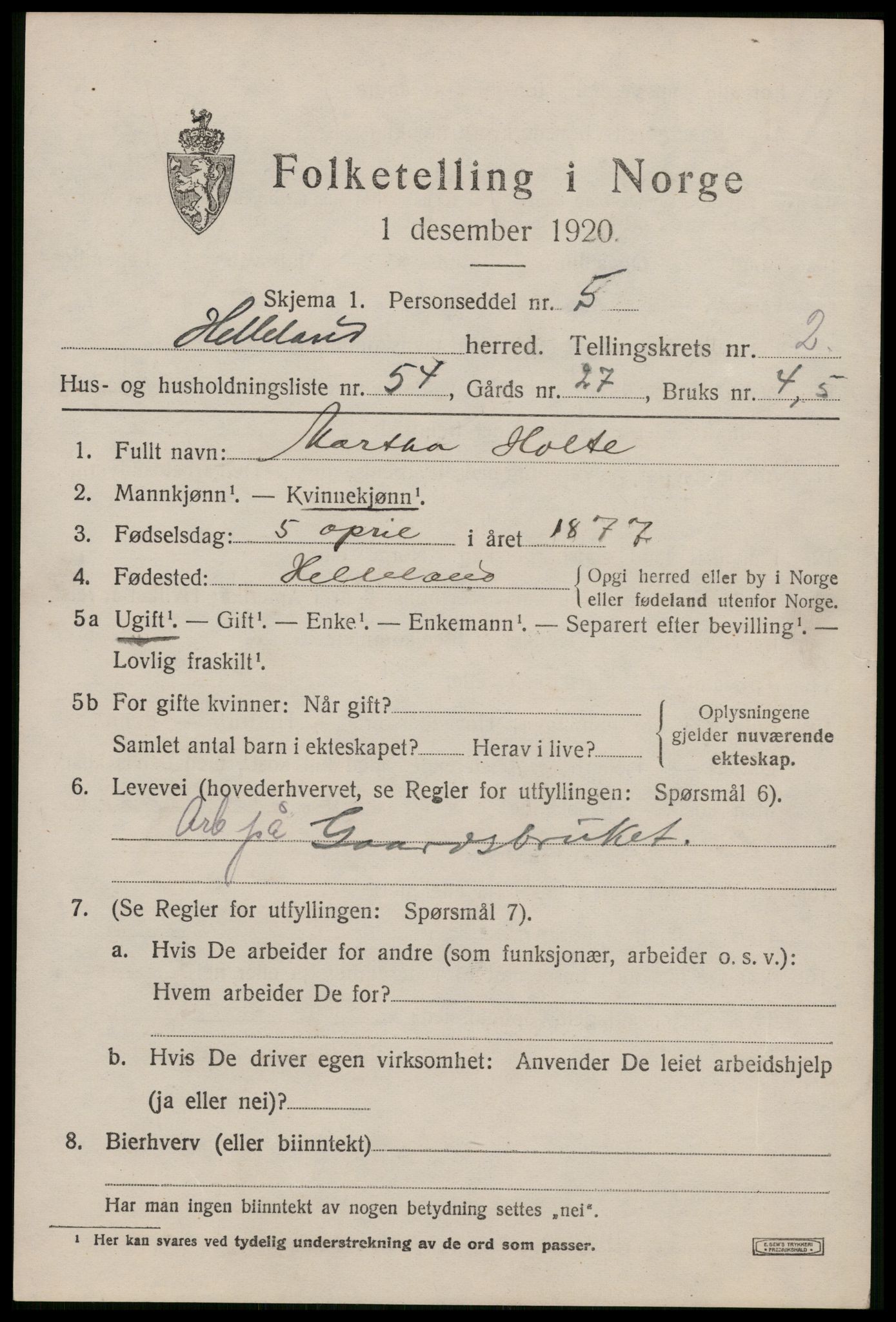 SAST, Folketelling 1920 for 1115 Helleland herred, 1920, s. 1569