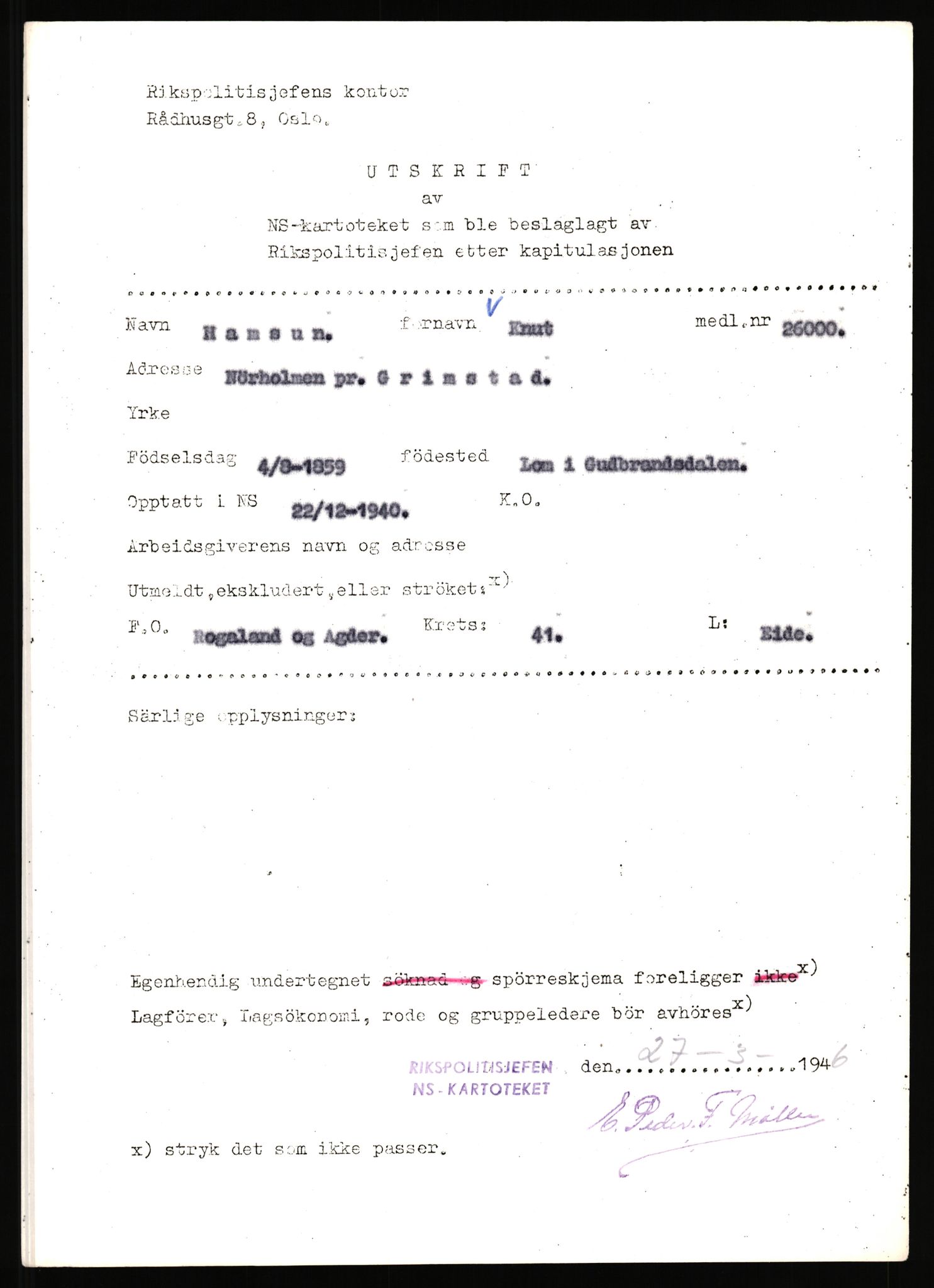 Landssvikarkivet, Arendal politikammer, RA/S-3138-25/D/Dc/L0029: Anr. 192/45, 1945-1951, s. 336