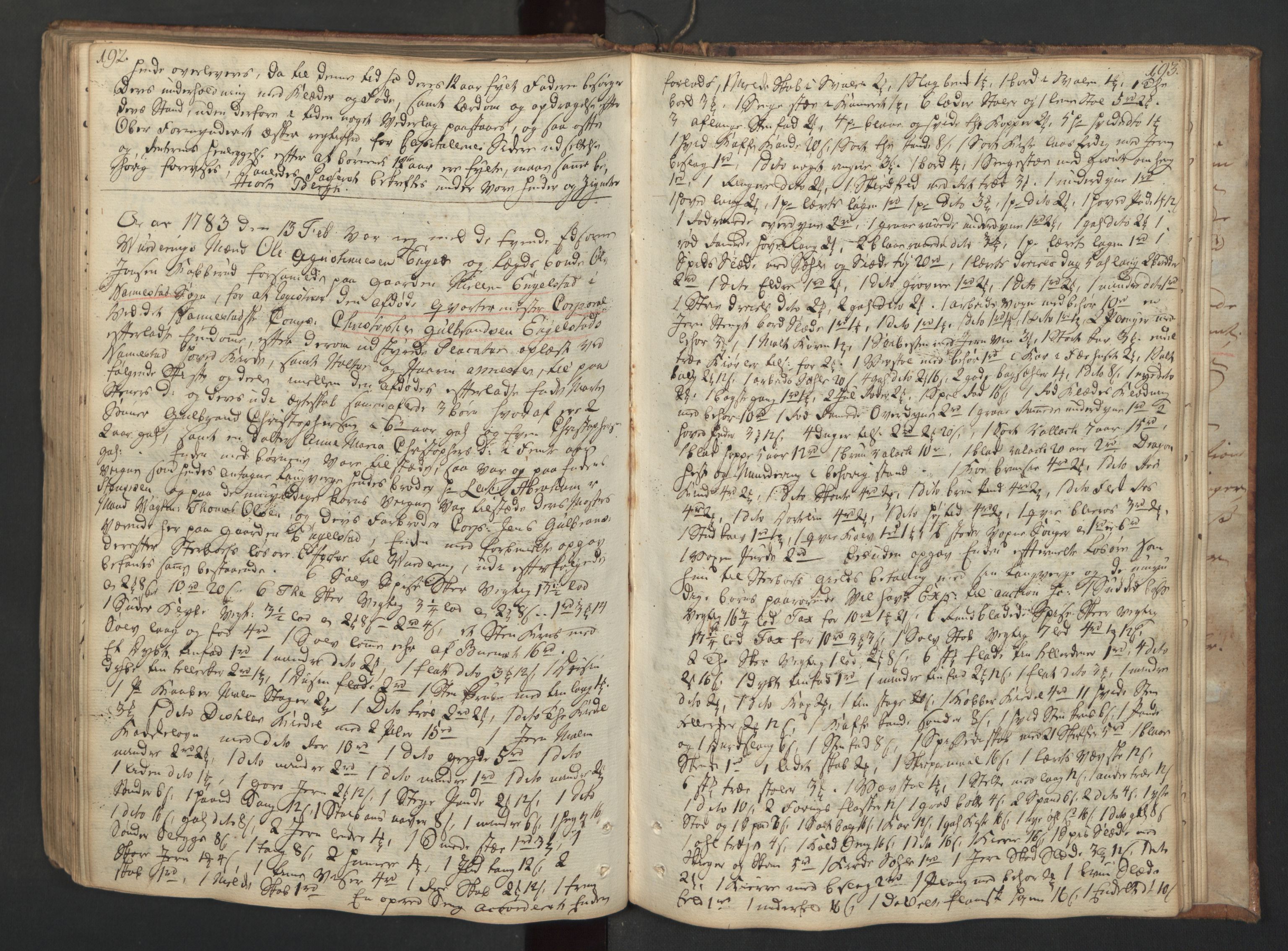 Forsvaret, Generalauditøren, AV/RA-RAFA-1772/F/Fj/Fjc/L0007: Skifteprotokol for 1ste søndenfjeldske dragonregiment, 1762-1789, s. 192-193