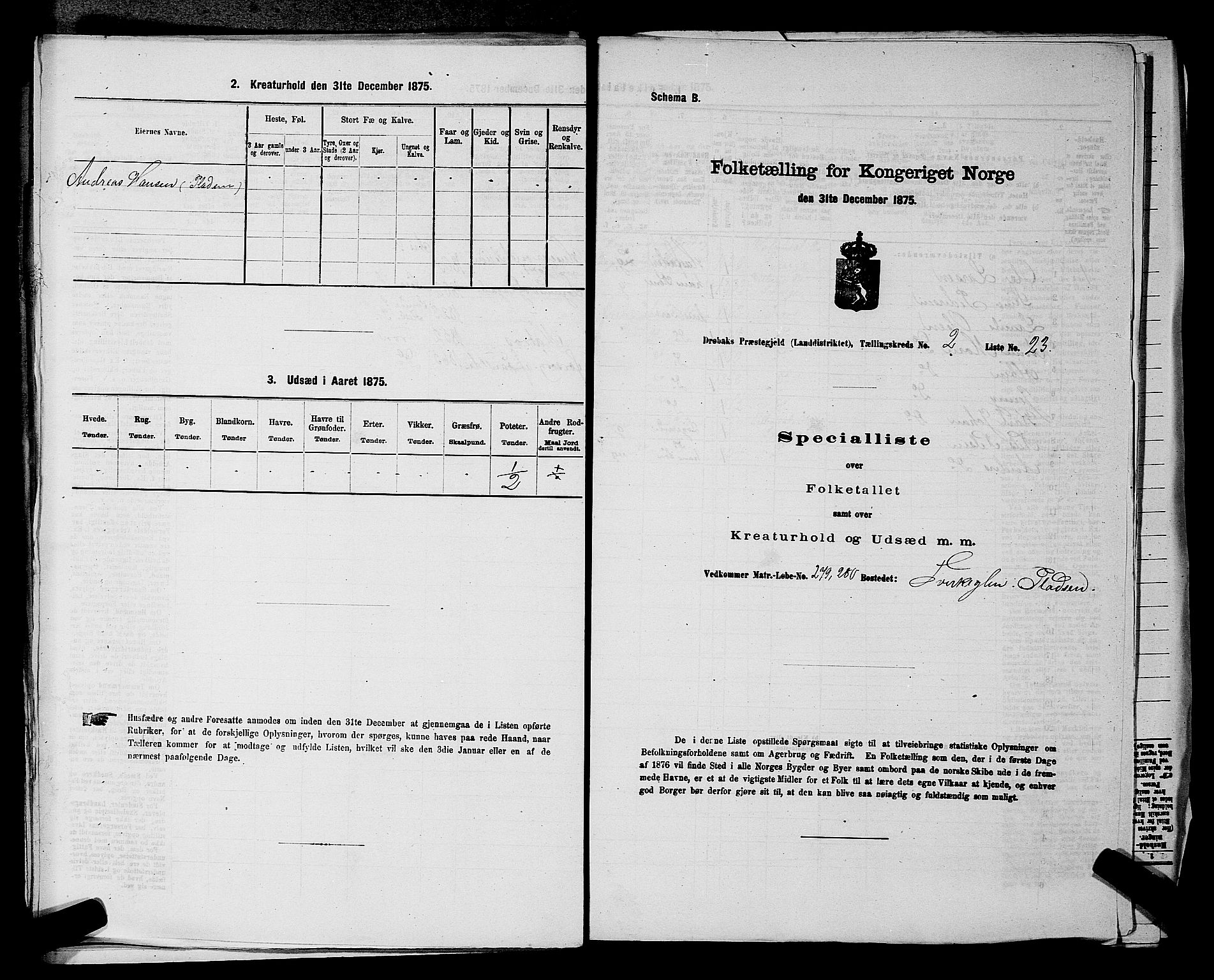 RA, Folketelling 1875 for 0215L Drøbak prestegjeld, Frogn sokn, 1875, s. 466