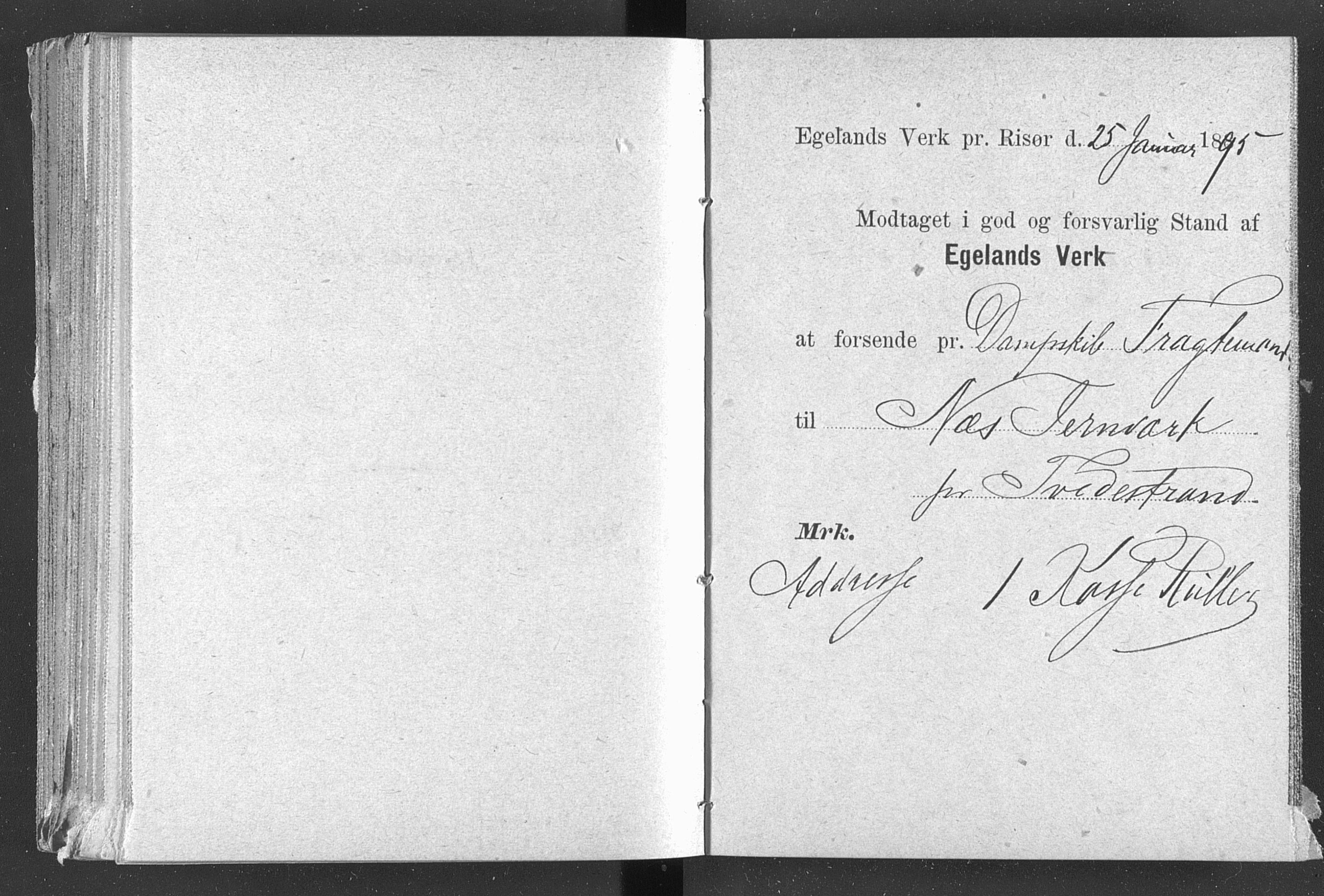 Egelands Jernverk, AAKS/PA-1907/01/L0029: Kvitteringsbok, 1888-1895