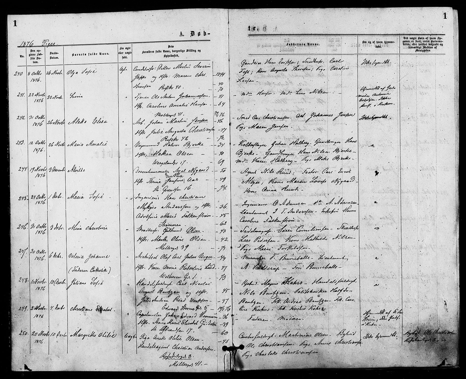 Trefoldighet prestekontor Kirkebøker, AV/SAO-A-10882/F/Fa/L0004: Ministerialbok nr. I 4, 1876-1880, s. 1