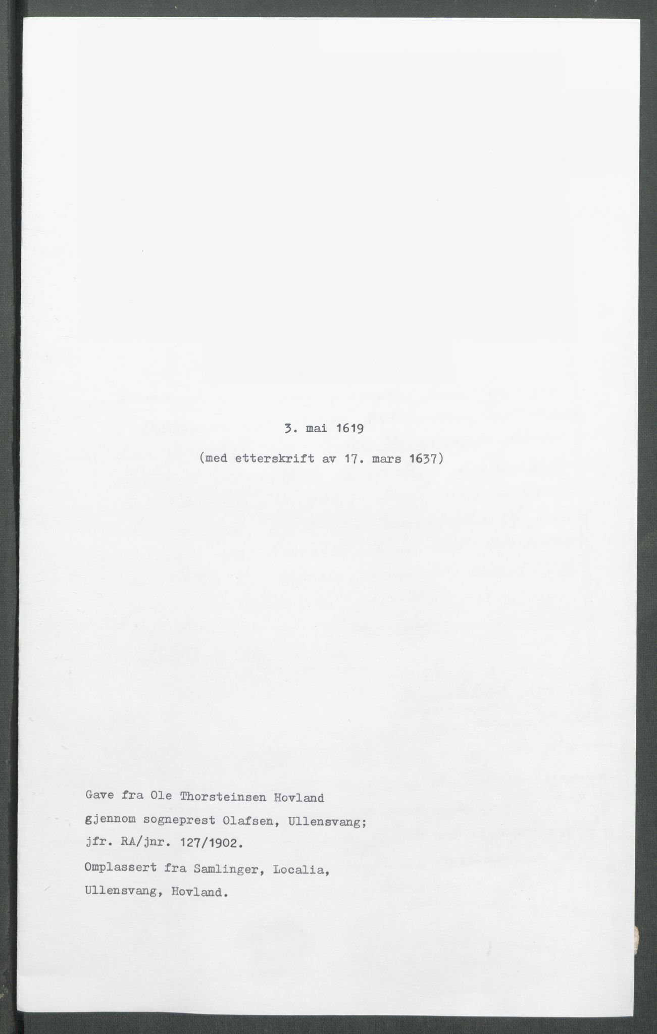 Riksarkivets diplomsamling, RA/EA-5965/F02/L0128: Dokumenter, 1619, s. 41