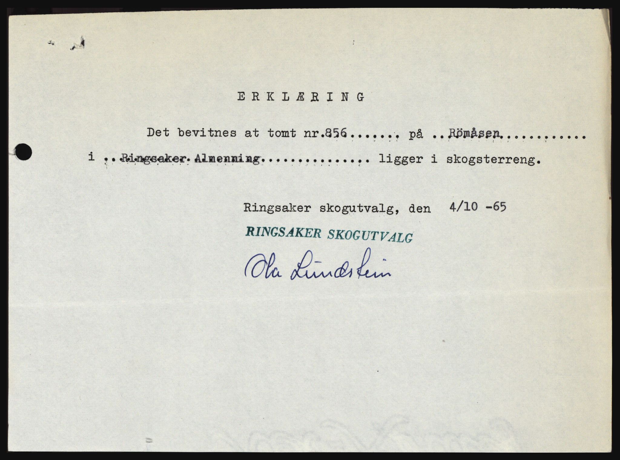 Nord-Hedmark sorenskriveri, SAH/TING-012/H/Hc/L0022: Pantebok nr. 22, 1965-1965, Dagboknr: 4506/1965