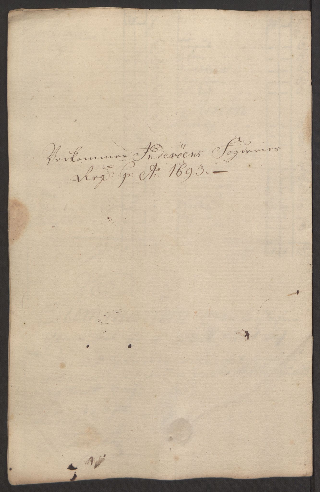 Rentekammeret inntil 1814, Reviderte regnskaper, Fogderegnskap, RA/EA-4092/R63/L4308: Fogderegnskap Inderøy, 1692-1694, s. 430