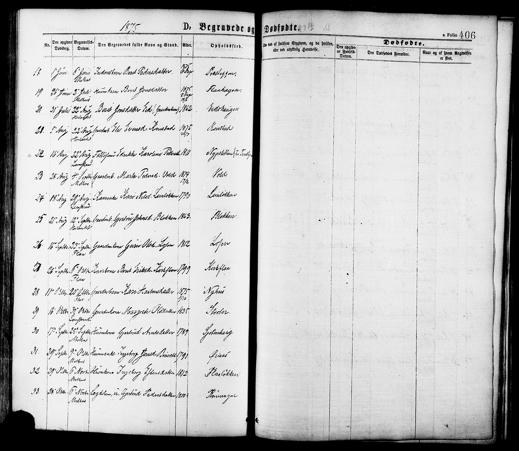 Ministerialprotokoller, klokkerbøker og fødselsregistre - Sør-Trøndelag, SAT/A-1456/691/L1079: Ministerialbok nr. 691A11, 1873-1886, s. 406