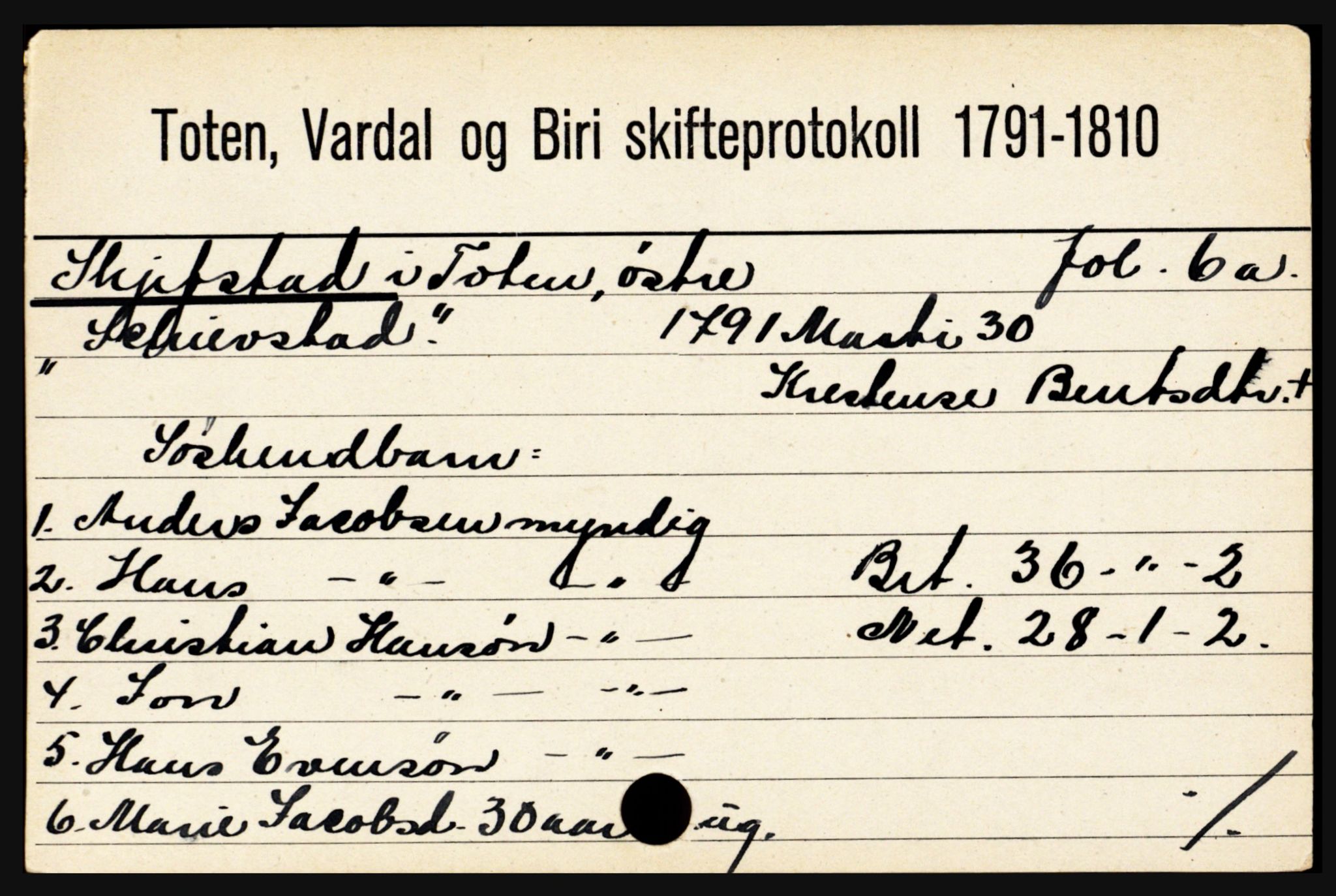 Toten tingrett, SAH/TING-006/J, 1657-1903, s. 17951