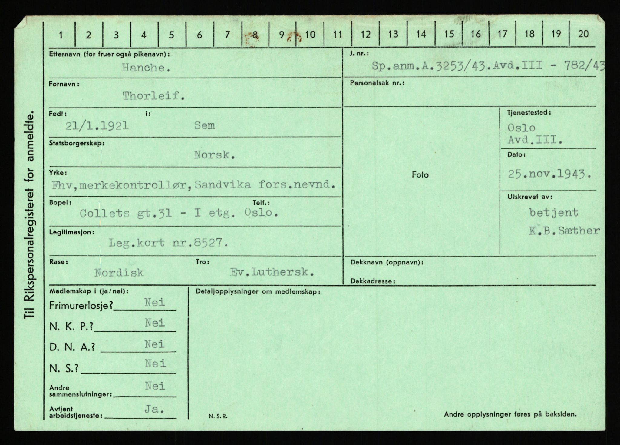 Statspolitiet - Hovedkontoret / Osloavdelingen, AV/RA-S-1329/C/Ca/L0006: Hanche - Hokstvedt, 1943-1945, s. 2