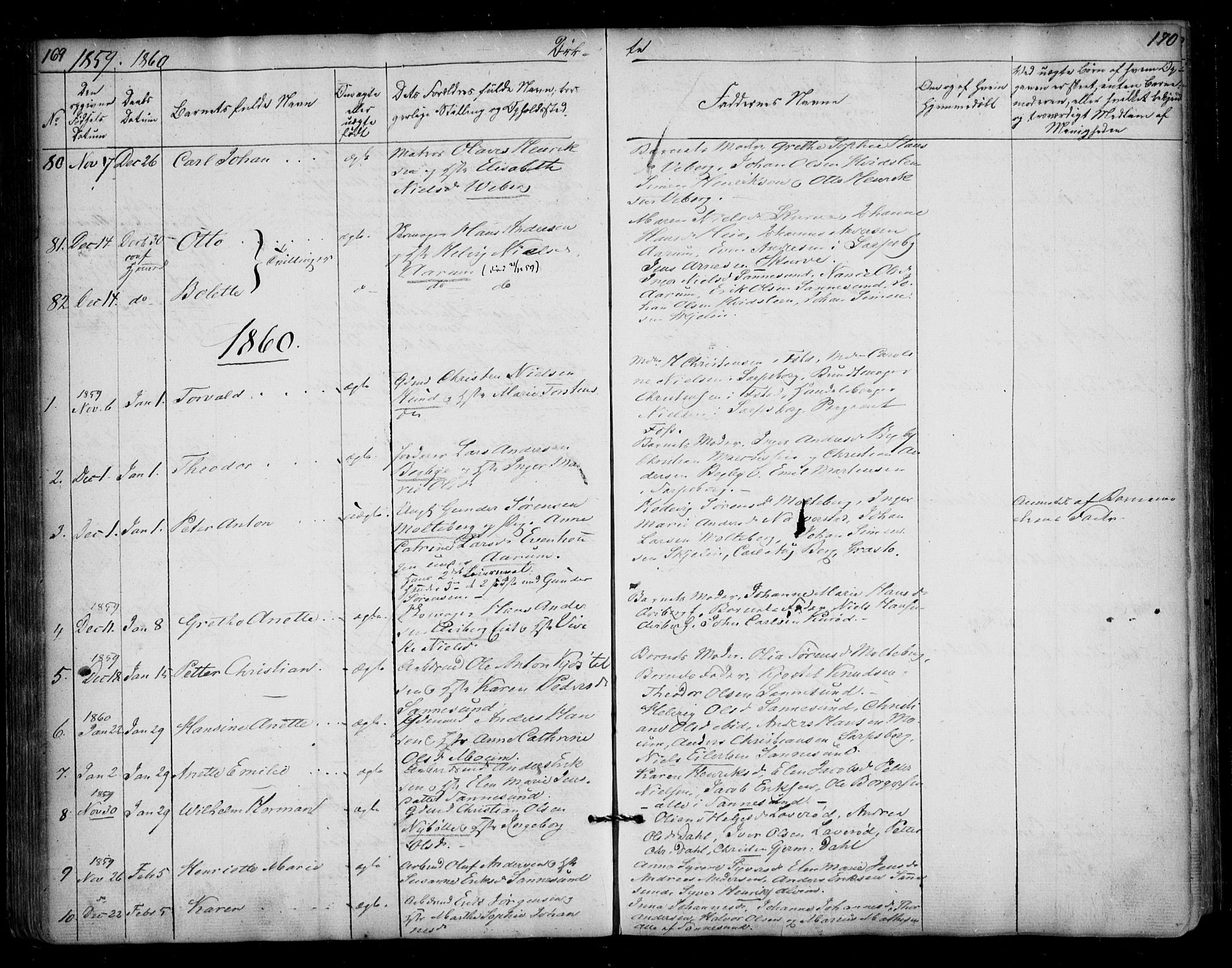 Borge prestekontor Kirkebøker, AV/SAO-A-10903/F/Fa/L0005: Ministerialbok nr. I 5, 1848-1860, s. 169-170