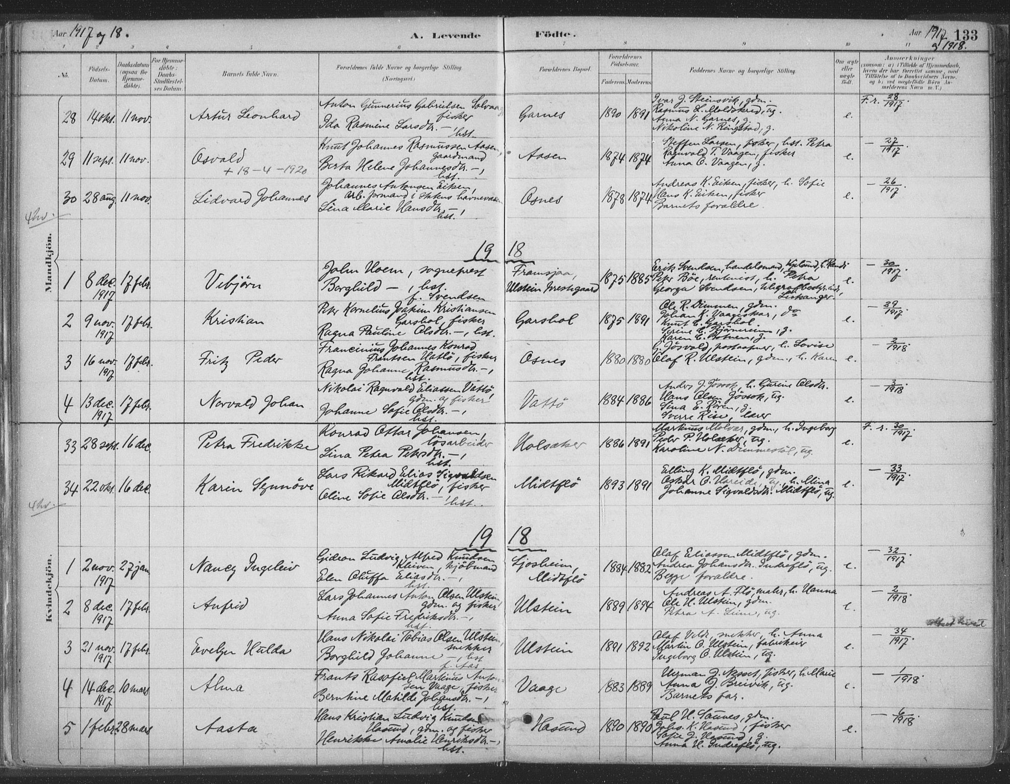 Ministerialprotokoller, klokkerbøker og fødselsregistre - Møre og Romsdal, AV/SAT-A-1454/509/L0106: Ministerialbok nr. 509A04, 1883-1922, s. 133