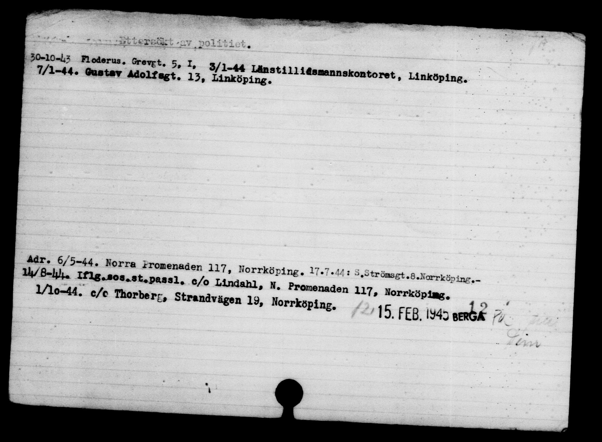 Den Kgl. Norske Legasjons Flyktningskontor, RA/S-6753/V/Va/L0004: Kjesäterkartoteket.  Flyktningenr. 3496-6610, 1940-1945, s. 2947