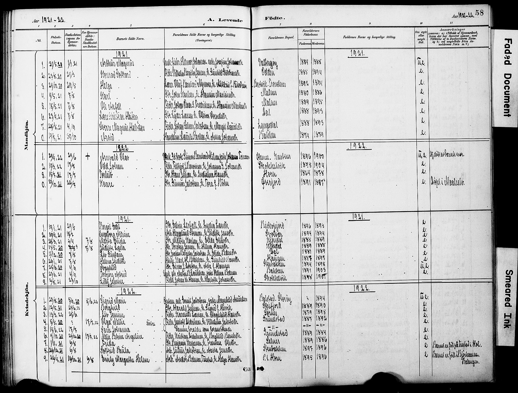 Ministerialprotokoller, klokkerbøker og fødselsregistre - Nordland, SAT/A-1459/884/L1197: Klokkerbok nr. 884C03, 1888-1926, s. 58