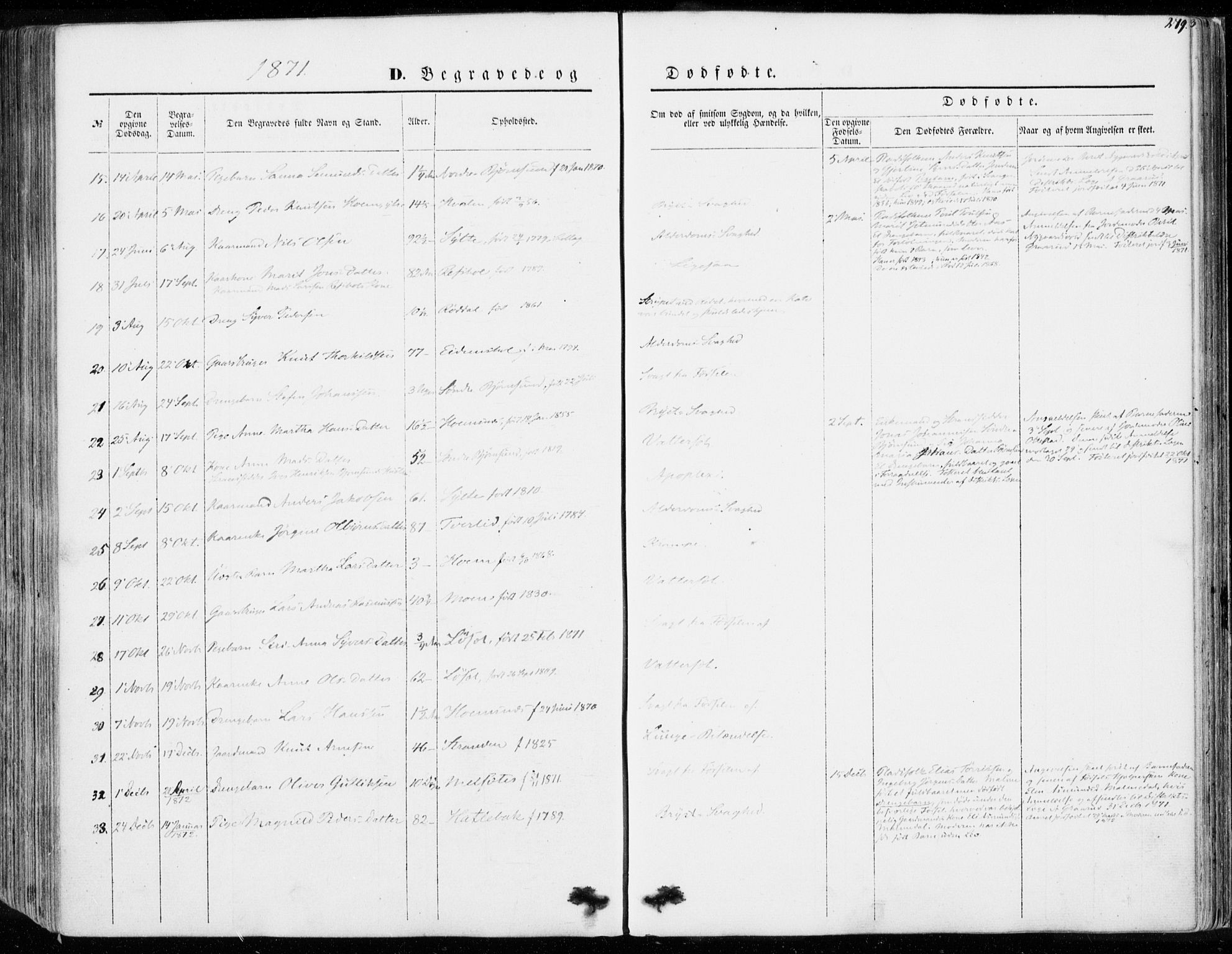 Ministerialprotokoller, klokkerbøker og fødselsregistre - Møre og Romsdal, AV/SAT-A-1454/565/L0748: Ministerialbok nr. 565A02, 1845-1872, s. 279