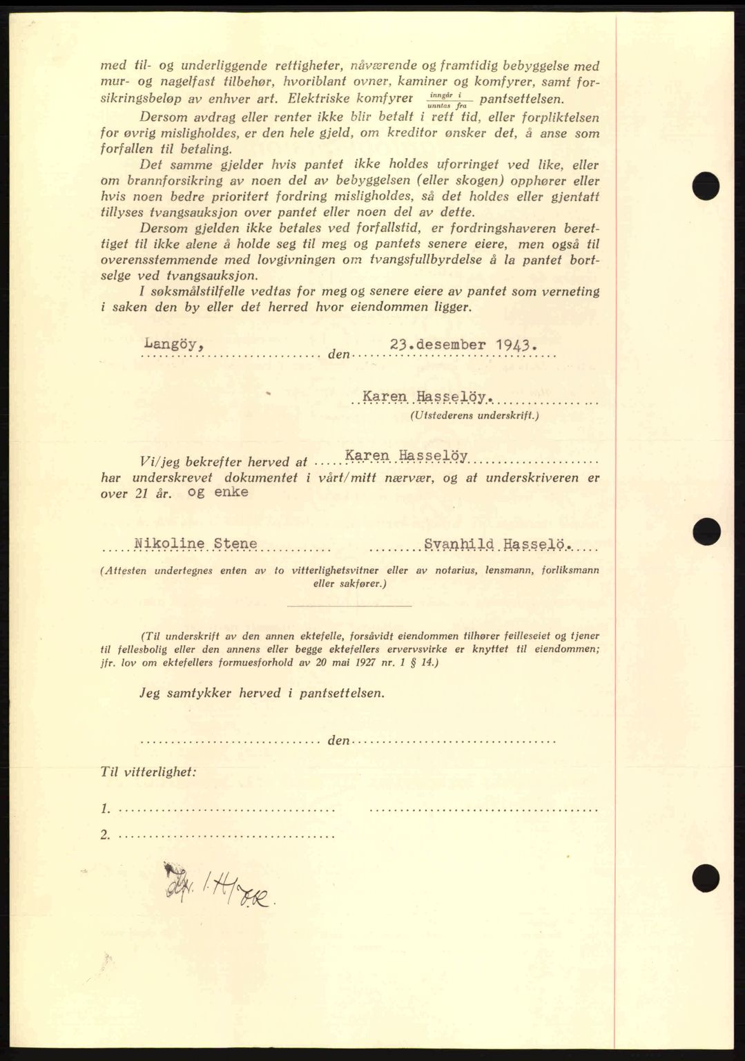 Nordmøre sorenskriveri, AV/SAT-A-4132/1/2/2Ca: Pantebok nr. B91, 1943-1944, Dagboknr: 2838/1943