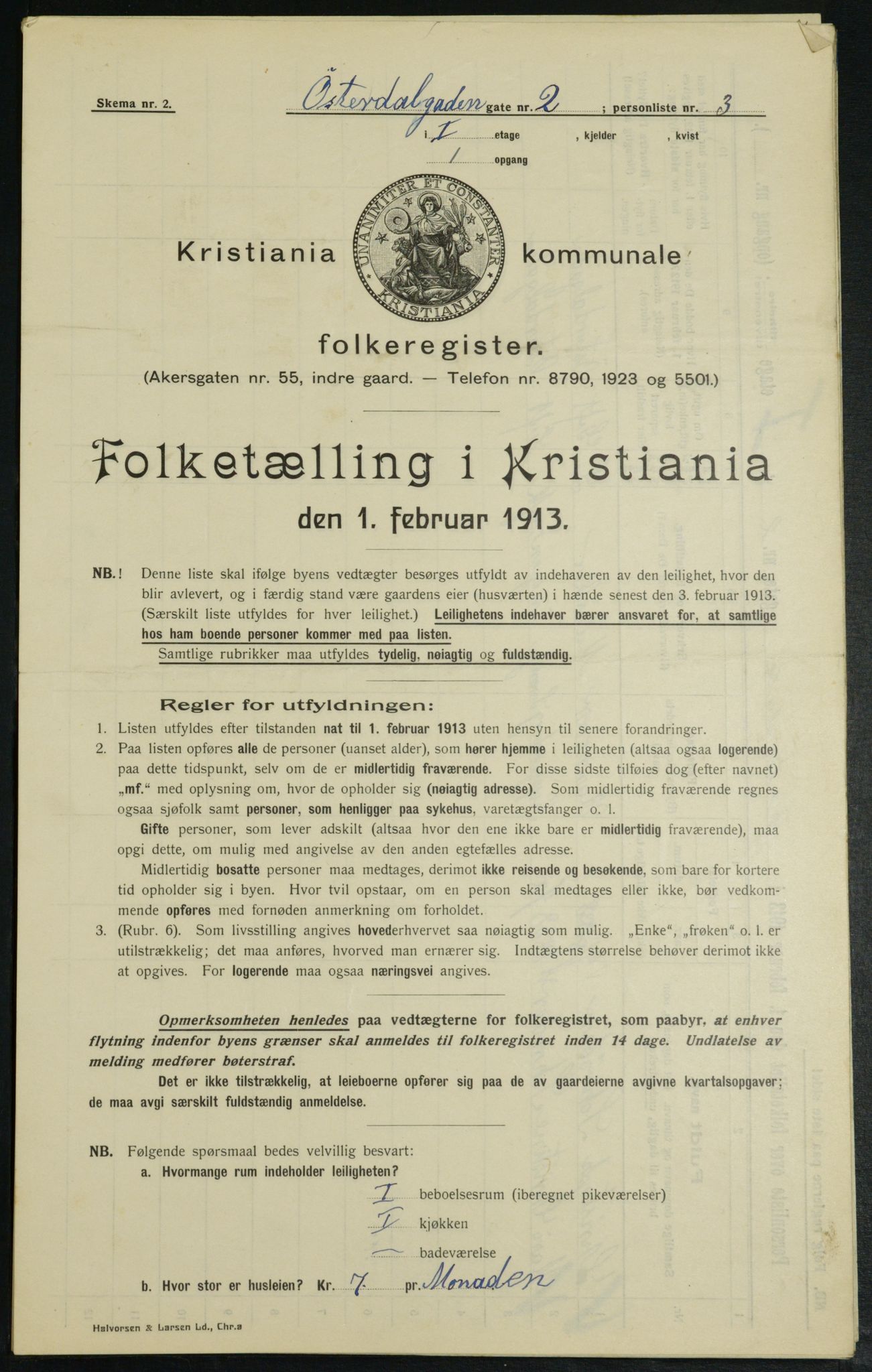 OBA, Kommunal folketelling 1.2.1913 for Kristiania, 1913, s. 128819