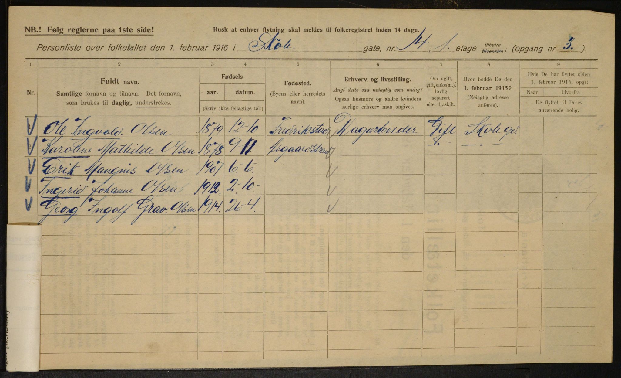 OBA, Kommunal folketelling 1.2.1916 for Kristiania, 1916, s. 98818