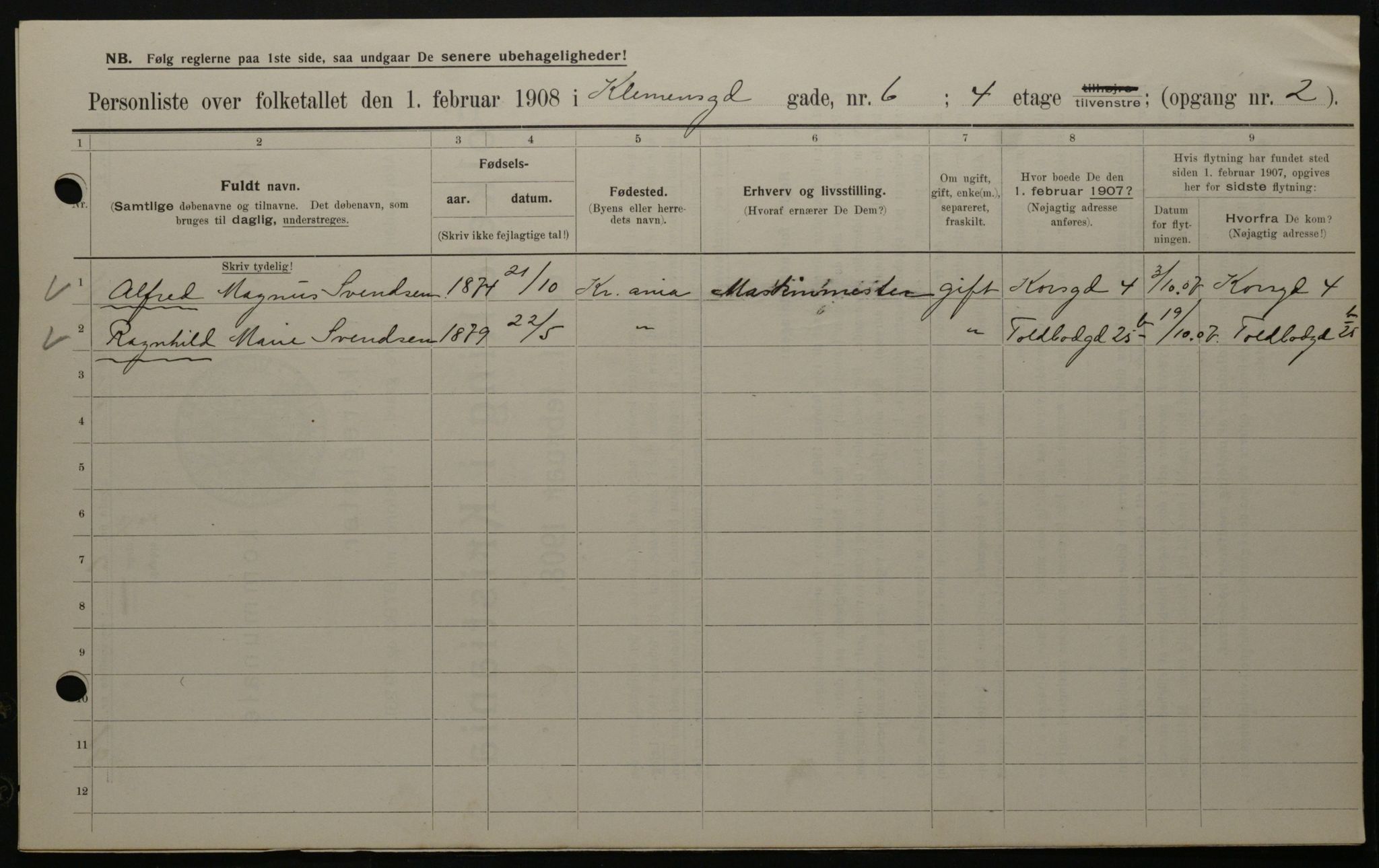 OBA, Kommunal folketelling 1.2.1908 for Kristiania kjøpstad, 1908, s. 12074