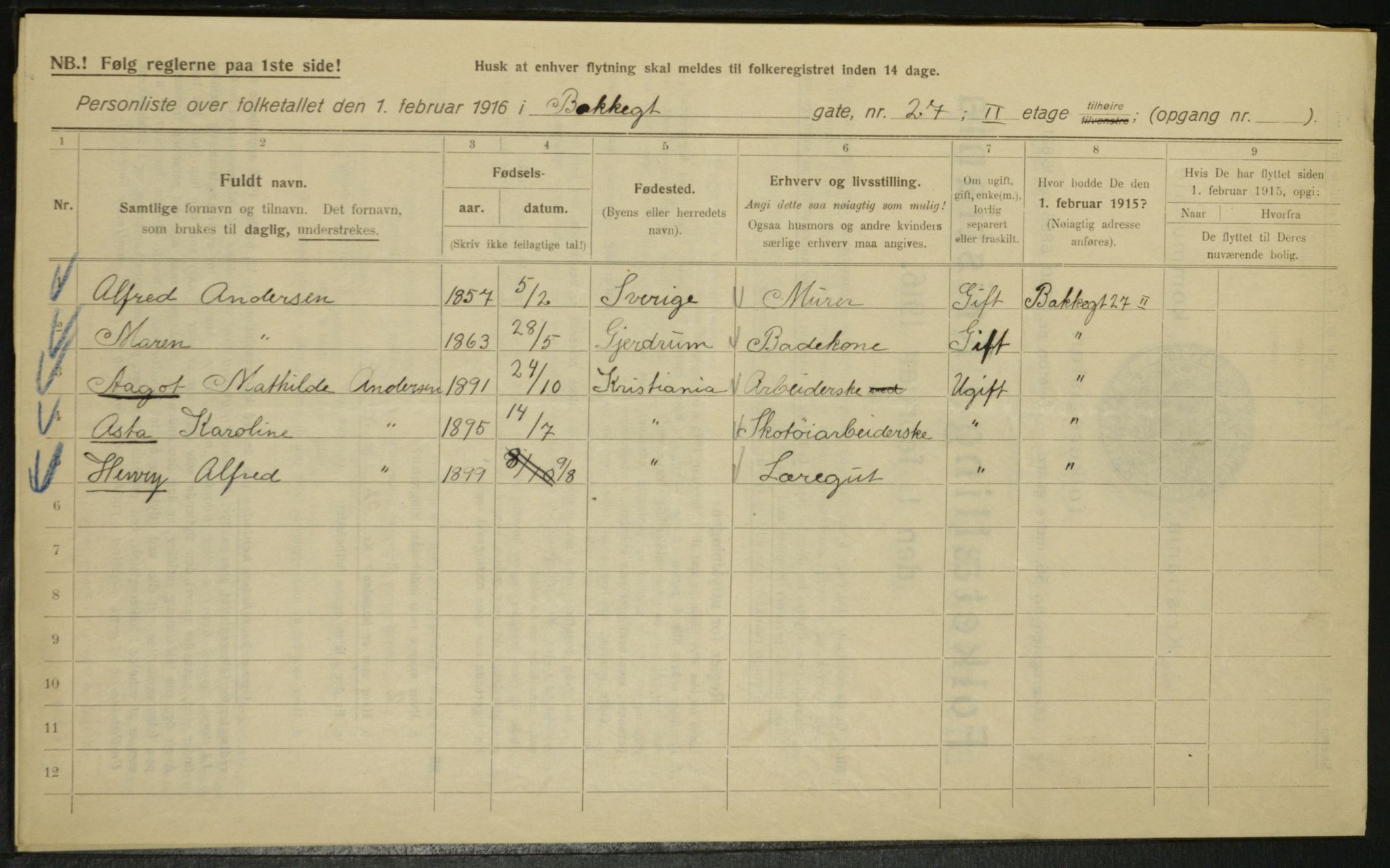 OBA, Kommunal folketelling 1.2.1916 for Kristiania, 1916, s. 3110