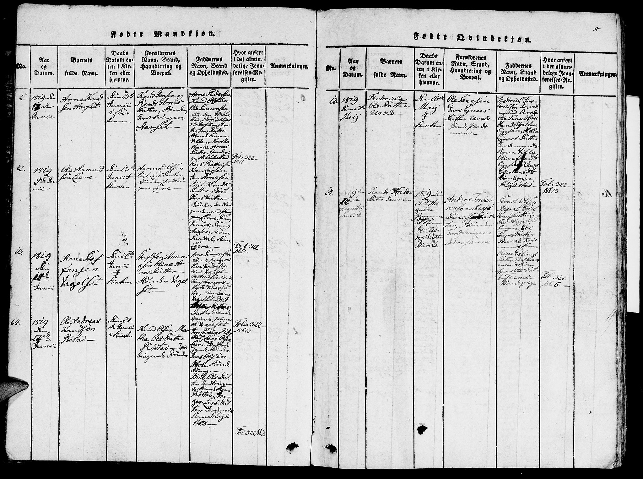 Ministerialprotokoller, klokkerbøker og fødselsregistre - Møre og Romsdal, AV/SAT-A-1454/515/L0207: Ministerialbok nr. 515A03, 1819-1829, s. 5