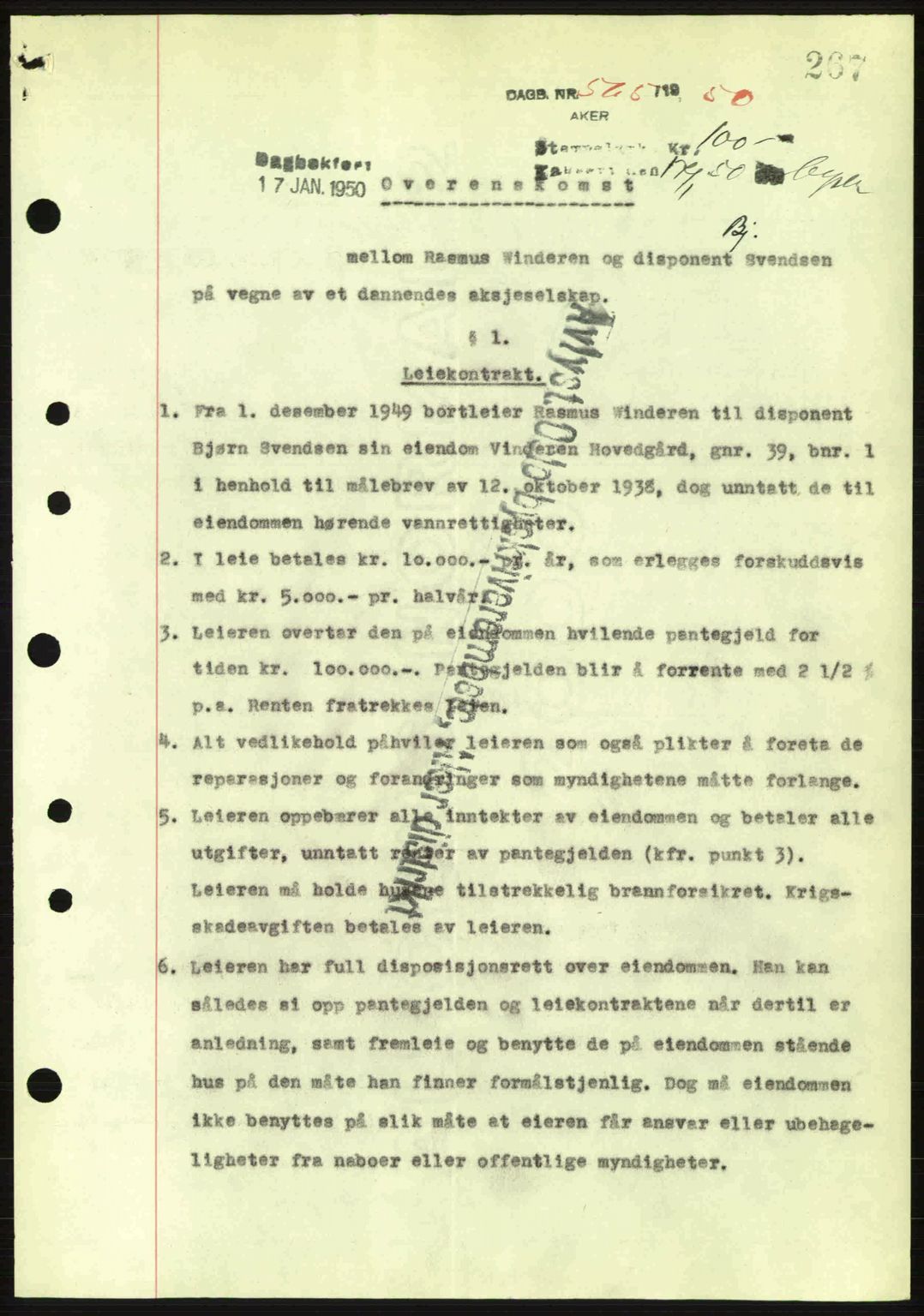 Oslo byskriverembete, AV/SAO-A-10227/G/Gb/Gbd/Gbda/L0017: Pantebok nr. A215, 1949-1950, Dagboknr: 565/1950