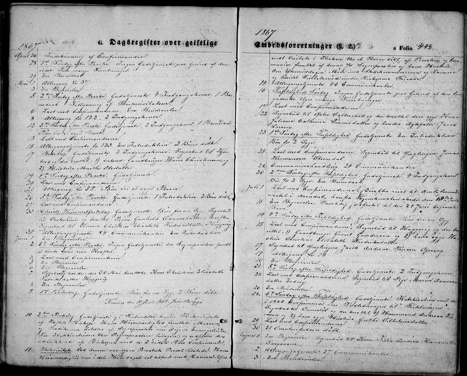 Høvåg sokneprestkontor, SAK/1111-0025/F/Fa/L0004: Ministerialbok nr. A 4, 1859-1877, s. 448