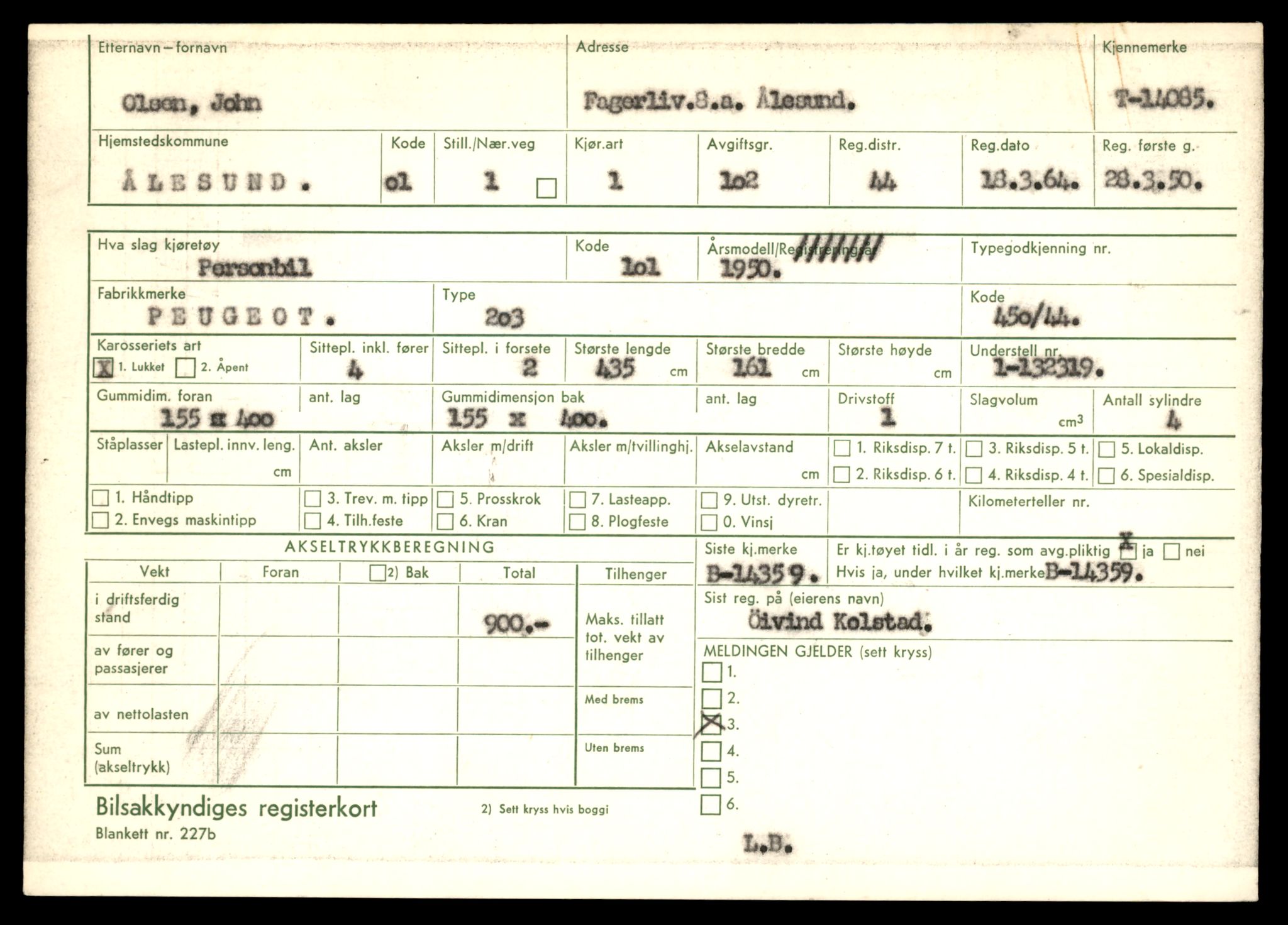 Møre og Romsdal vegkontor - Ålesund trafikkstasjon, AV/SAT-A-4099/F/Fe/L0043: Registreringskort for kjøretøy T 14080 - T 14204, 1927-1998, s. 139