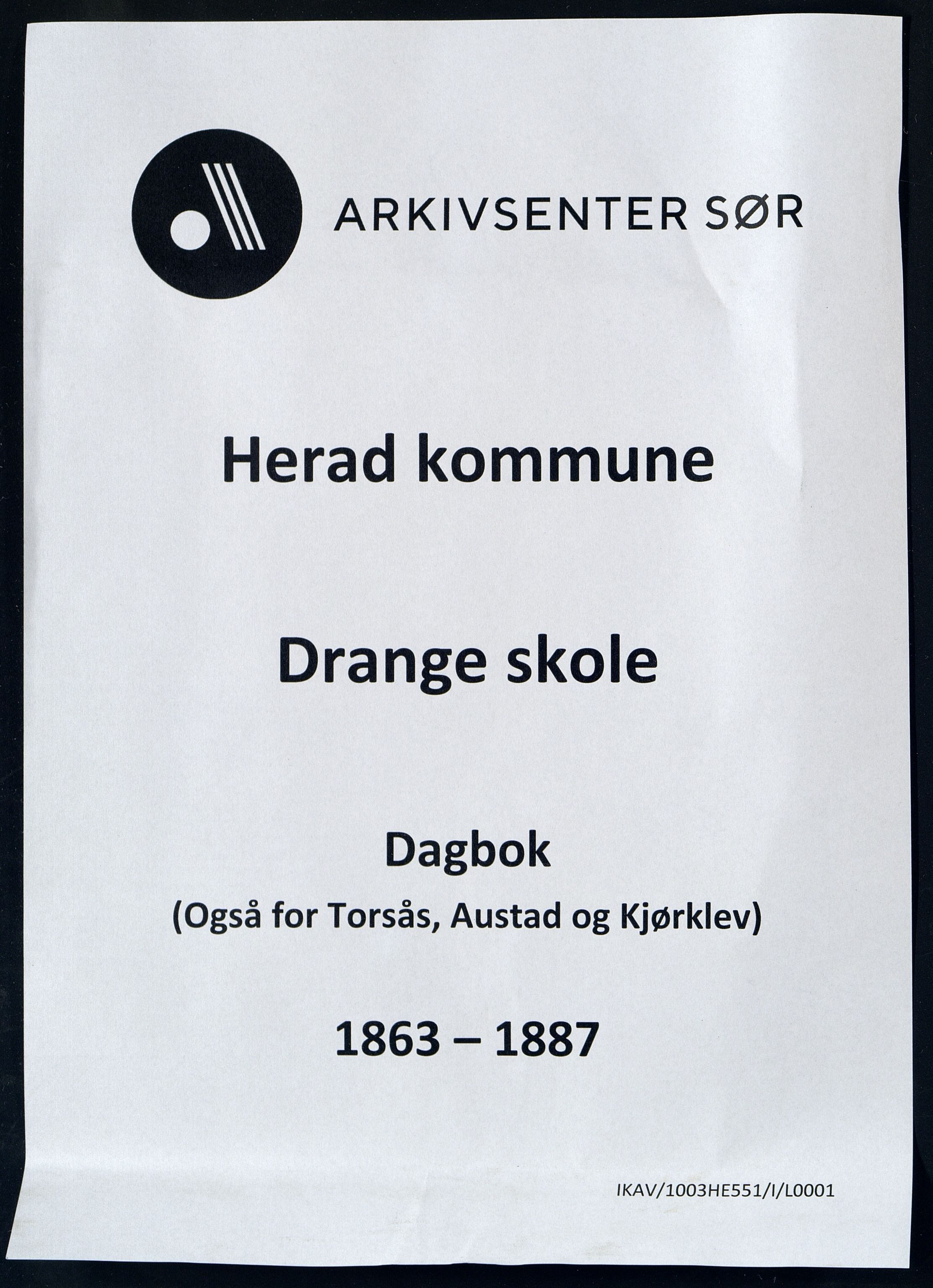 Herad kommune - Drange Skole, IKAV/1003HE551/I/L0001: Dagbok, 1863-1887