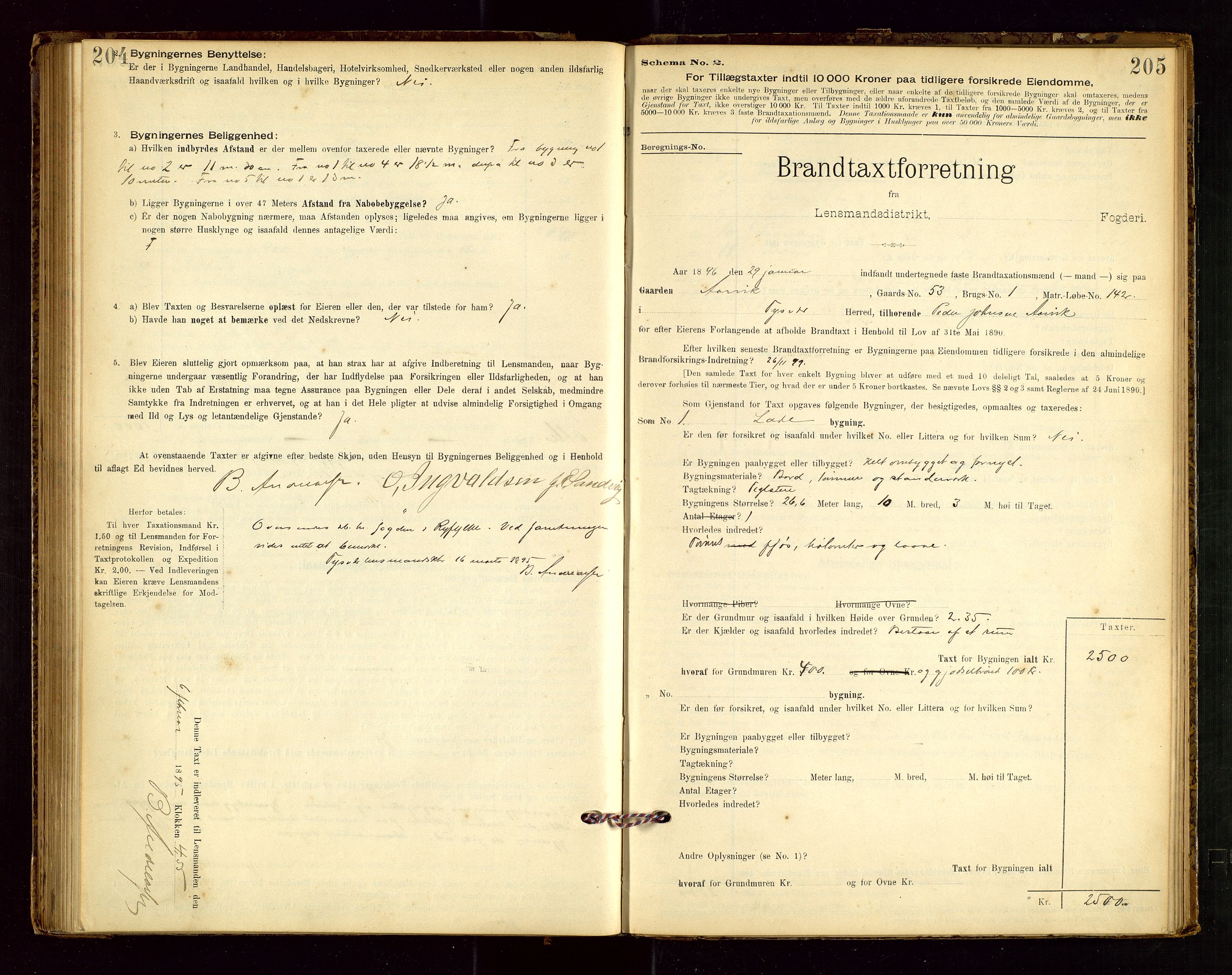 Tysvær lensmannskontor, AV/SAST-A-100192/Gob/L0001: "Brandtaxationsprotokol for Tysvær Lensmandsdistrikt Ryfylke Fogderi", 1894-1916, s. 204-205