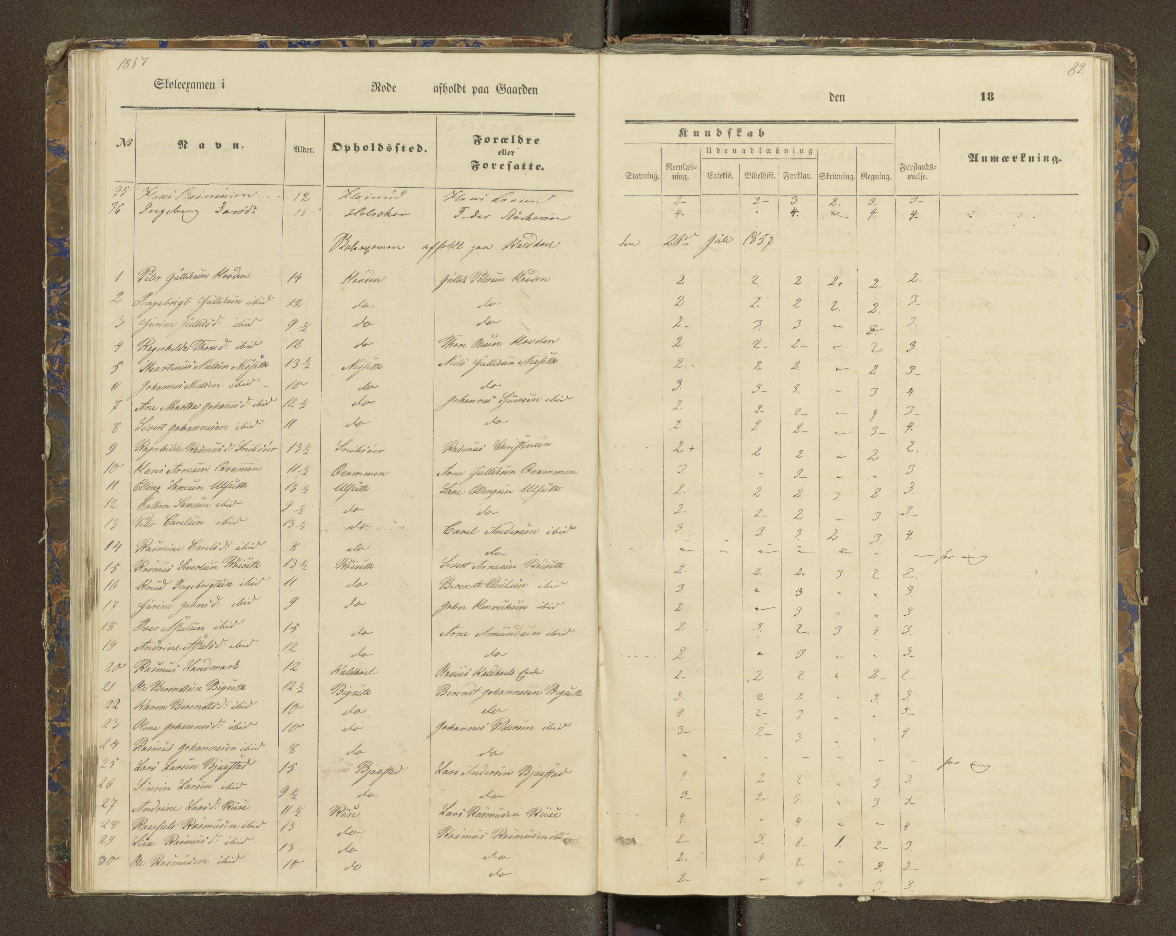 Ulstein sokneprestkontor, SAT/A-1005/1/III/III2/III2f/L0001: Skoleeksamensprotokoll, 1850-1861, s. 82