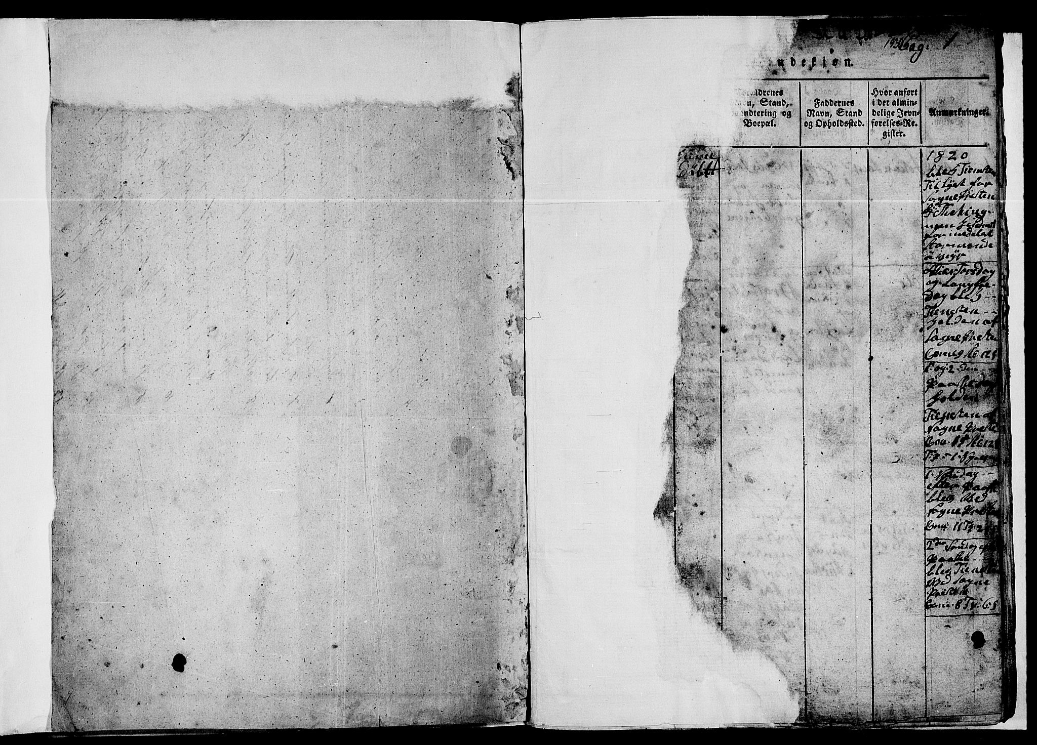 Ministerialprotokoller, klokkerbøker og fødselsregistre - Nordland, SAT/A-1459/840/L0581: Klokkerbok nr. 840C01, 1820-1873, s. 0-1