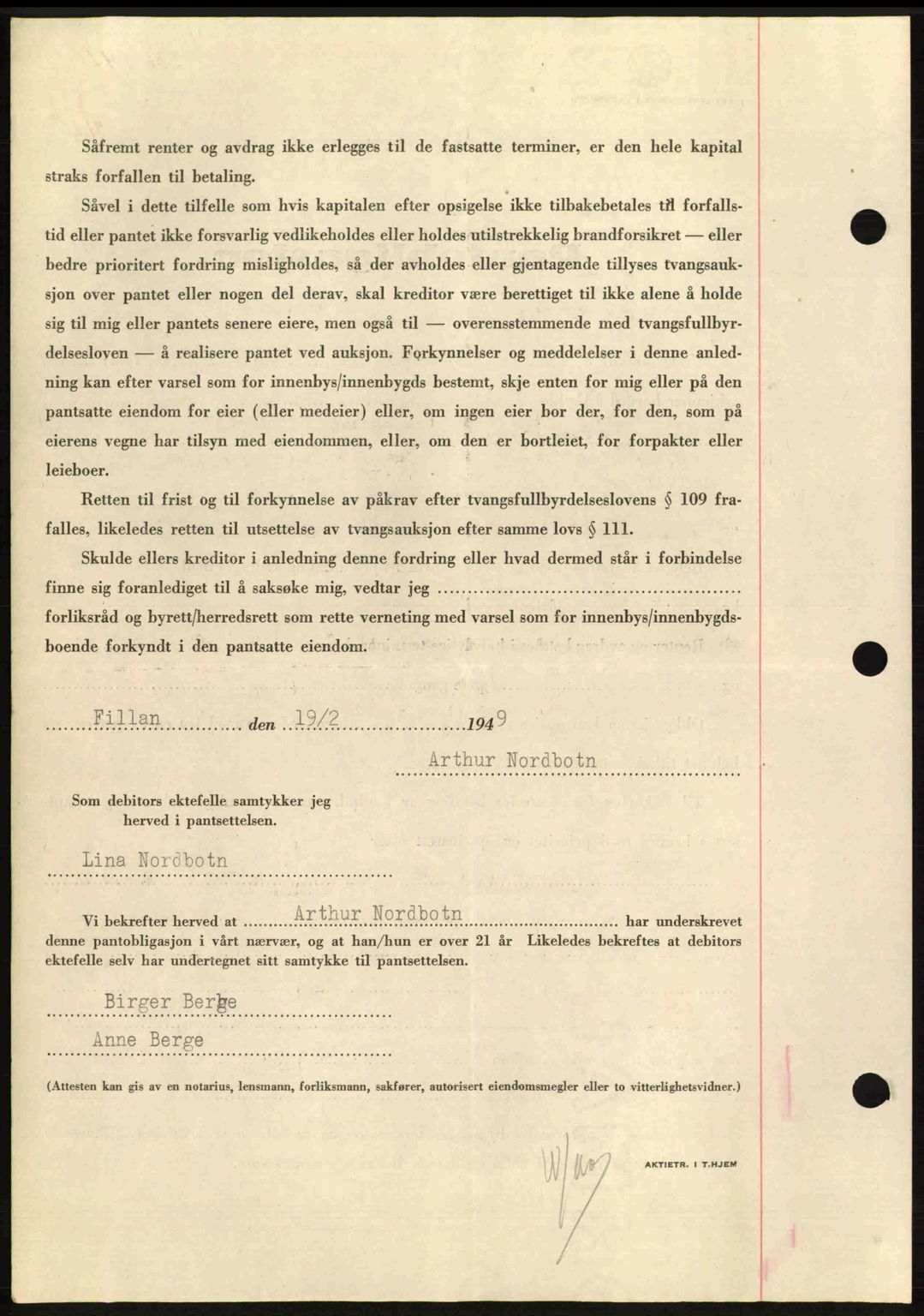 Hitra sorenskriveri, AV/SAT-A-0018/2/2C/2Ca: Pantebok nr. B1, 1939-1949, Dagboknr: 236/1949