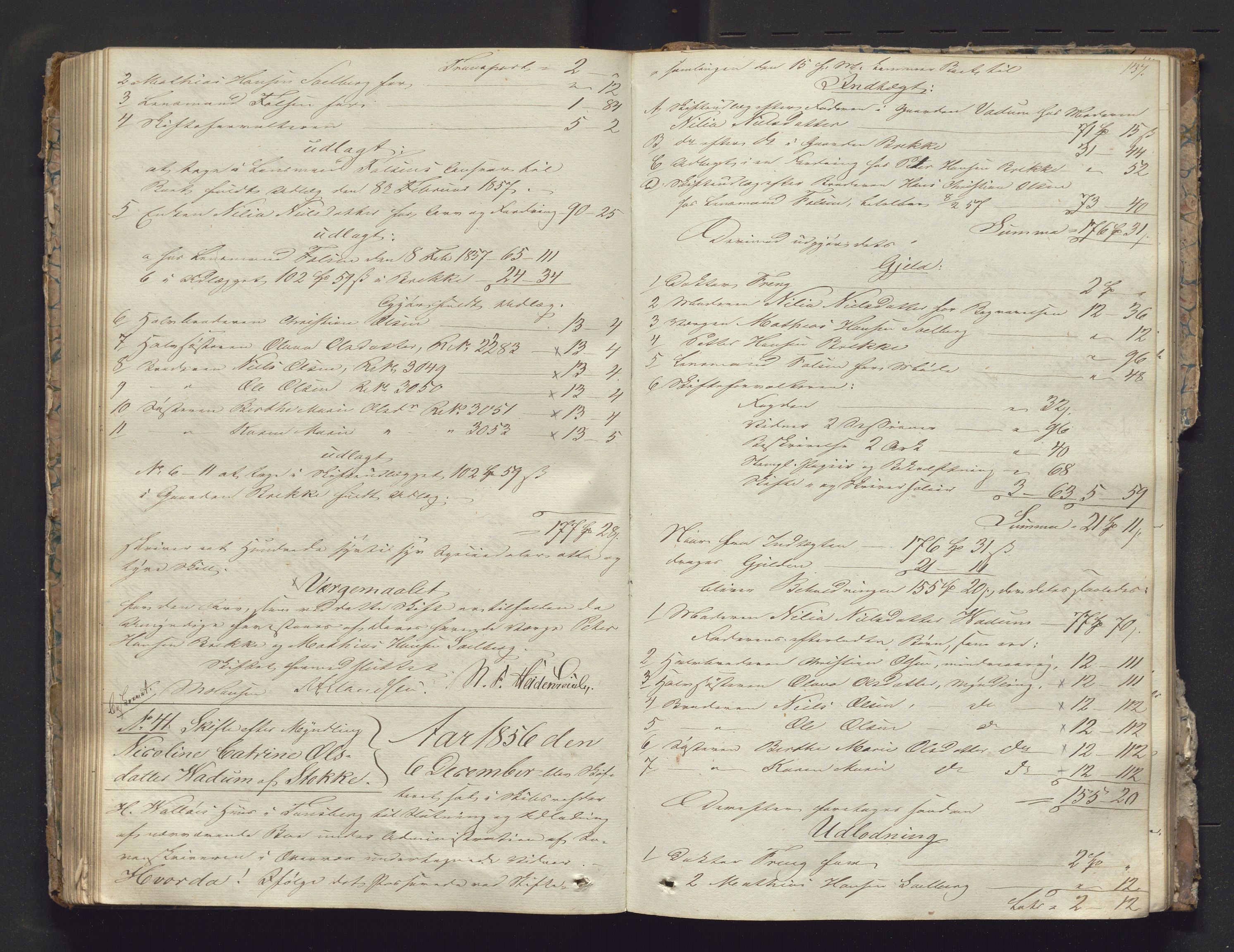 Søndre Jarlsberg sorenskriveri, AV/SAKO-A-129/H/Hb/Hbd/L0004: Skifteutlodningsprotokoll, 1854-1858, s. 136b-137a