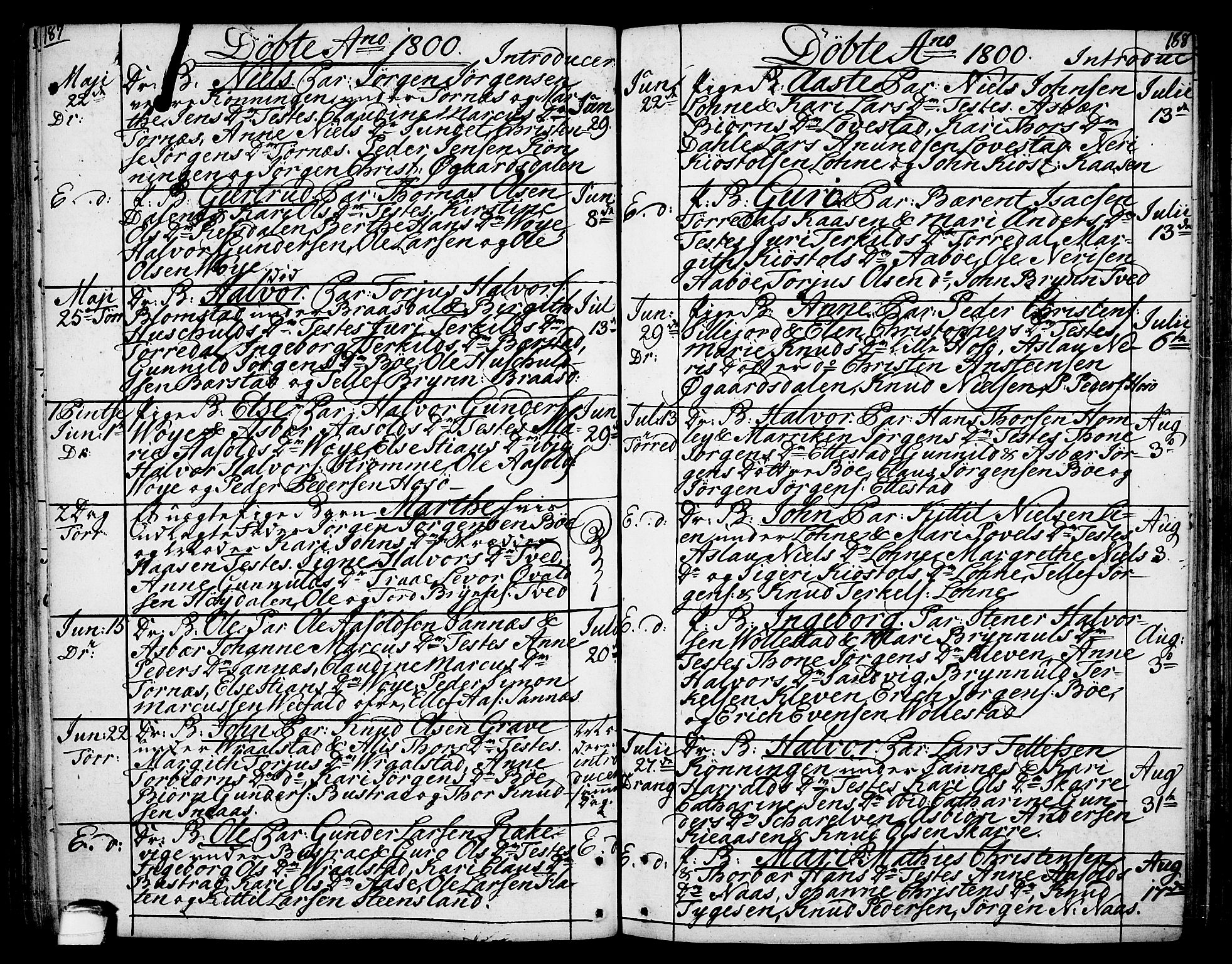 Drangedal kirkebøker, SAKO/A-258/F/Fa/L0003: Ministerialbok nr. 3, 1768-1814, s. 187-188