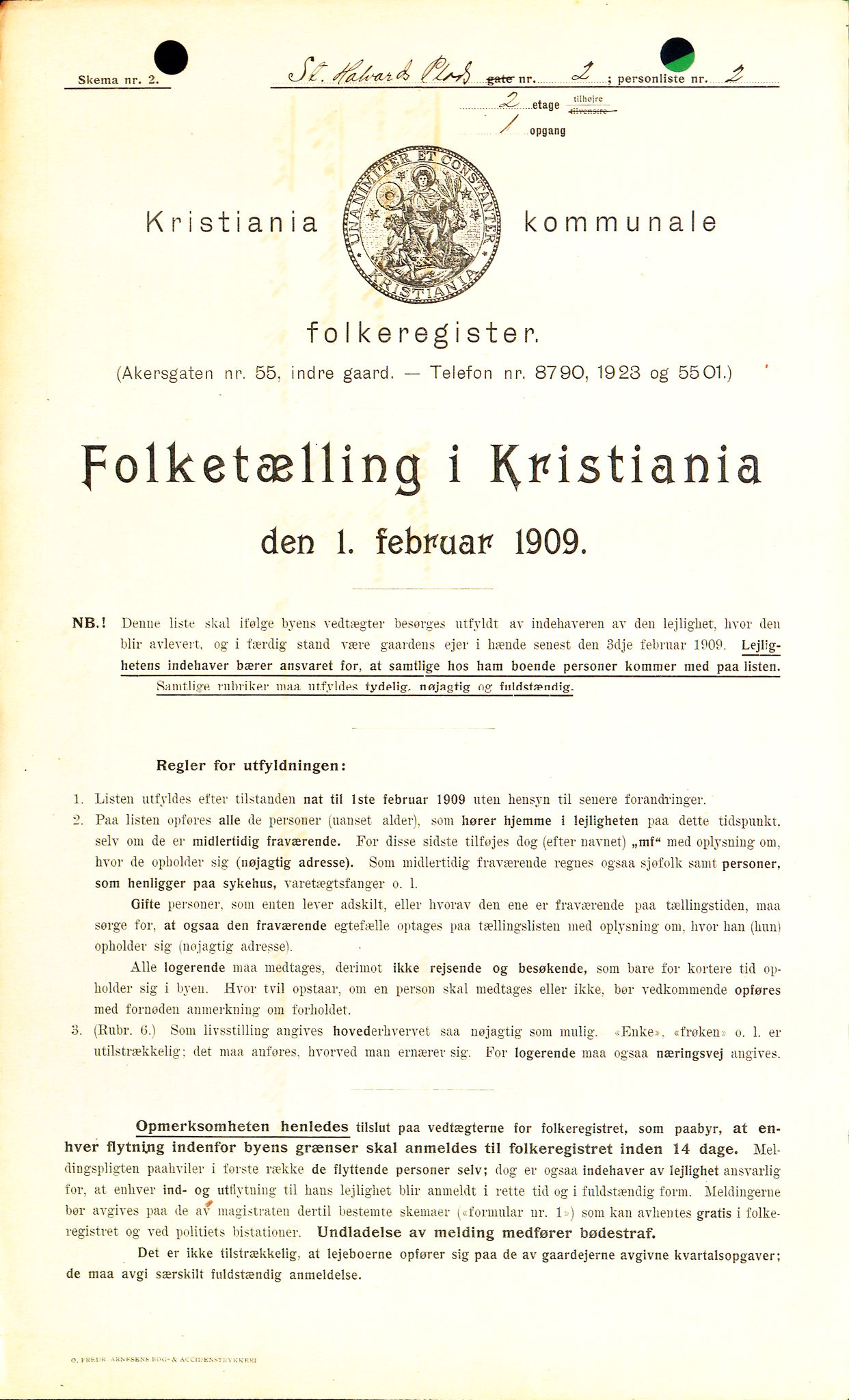 OBA, Kommunal folketelling 1.2.1909 for Kristiania kjøpstad, 1909, s. 79881