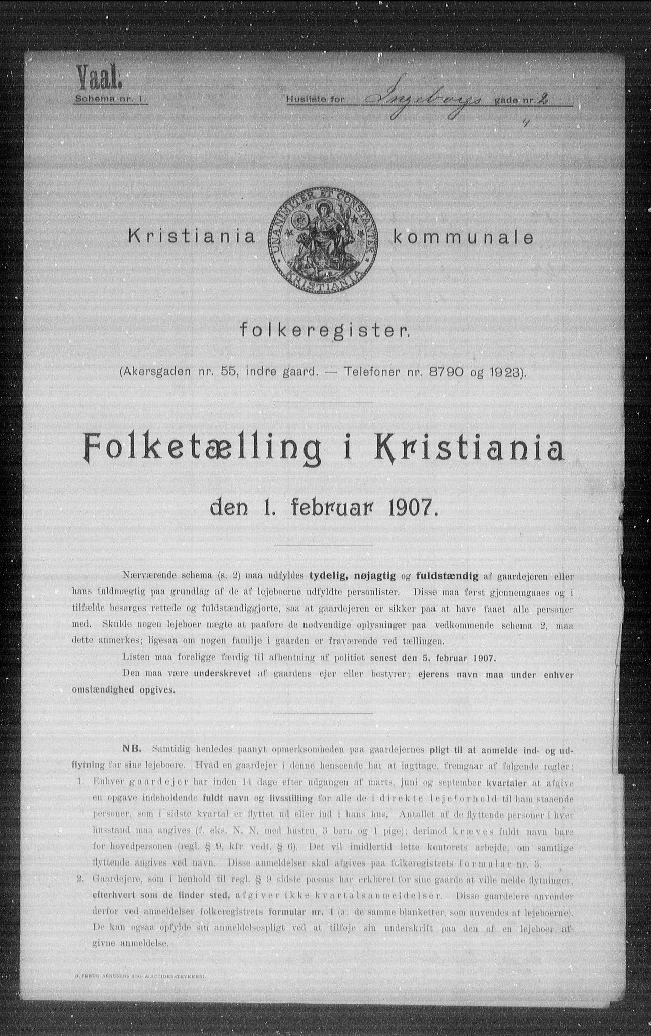 OBA, Kommunal folketelling 1.2.1907 for Kristiania kjøpstad, 1907, s. 22444